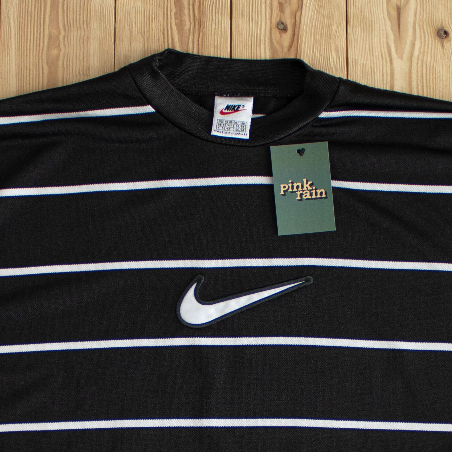 (XL) Nike Swoosh Vintage Embroidered T-Shirt Black White