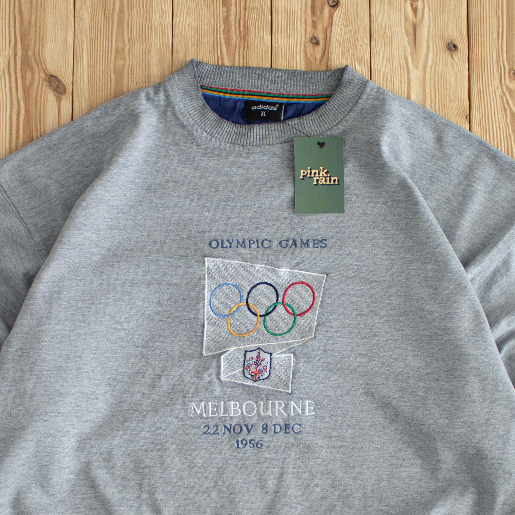 (XL) Adidas 1956 Melbourne Olympics Vintage Embroidered Sweatshirt Gray