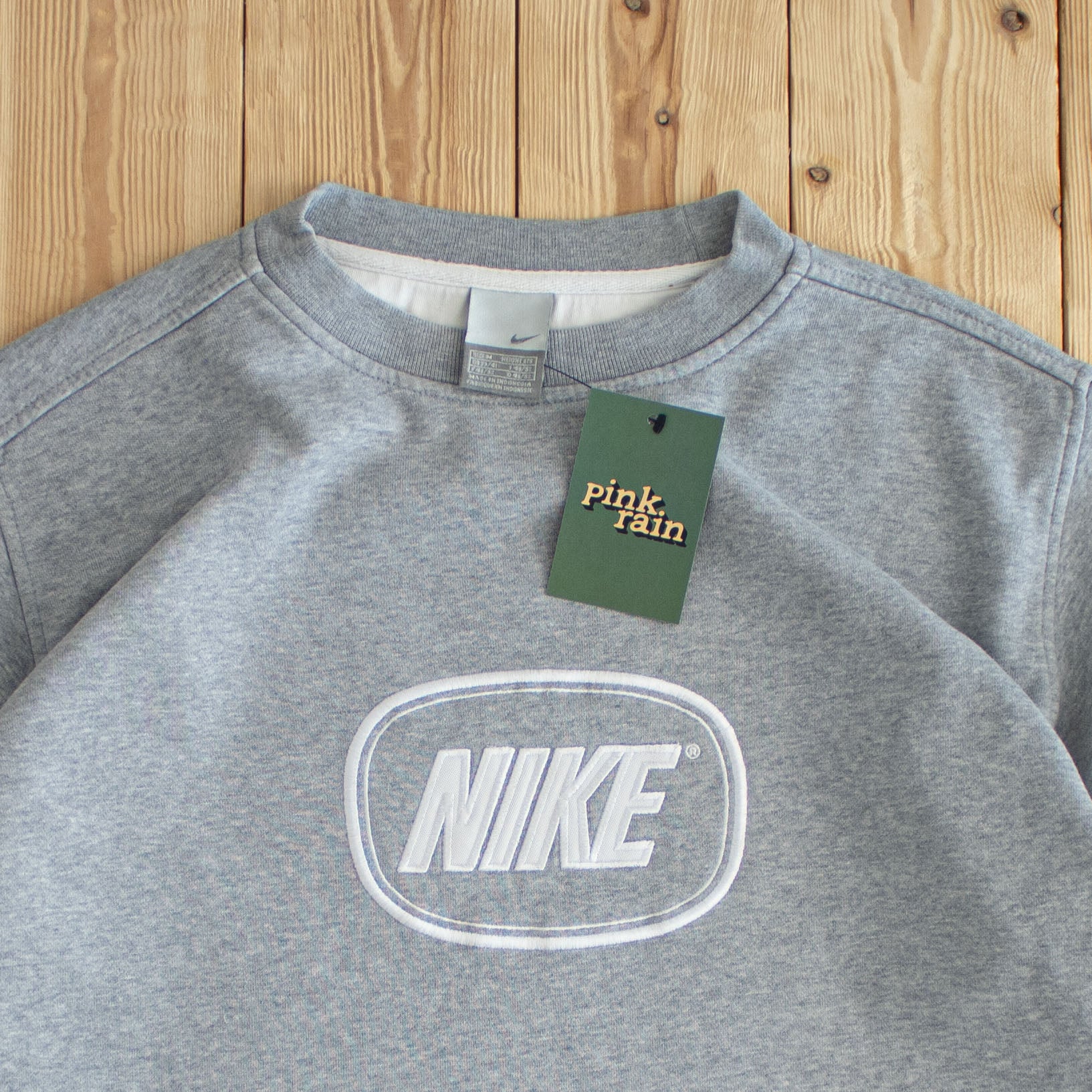 (M/L) Nike Spell Out Vintage Embroidered Sweatshirt Gray