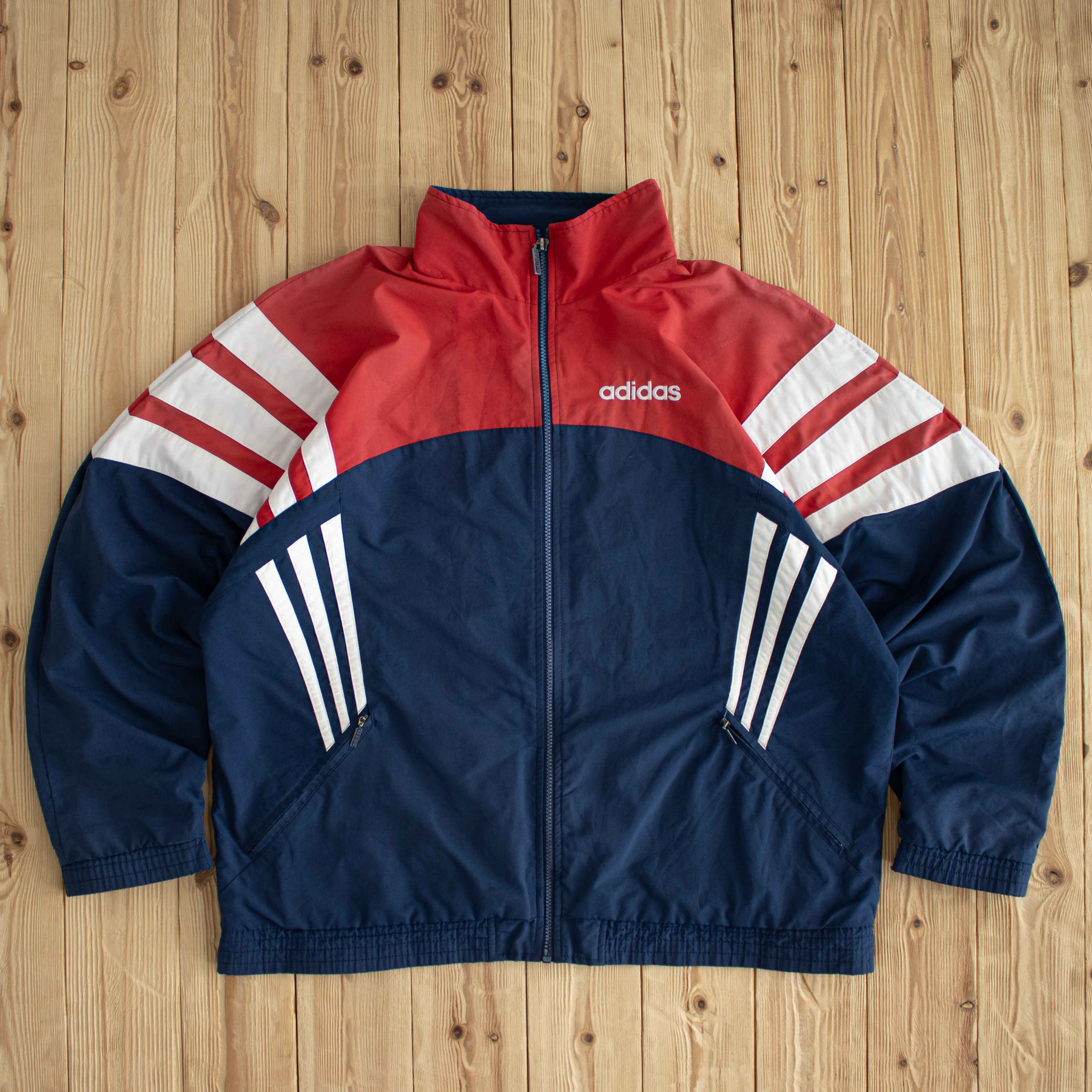 (XL) Adidas Vintage Embroidered Jacket Blue