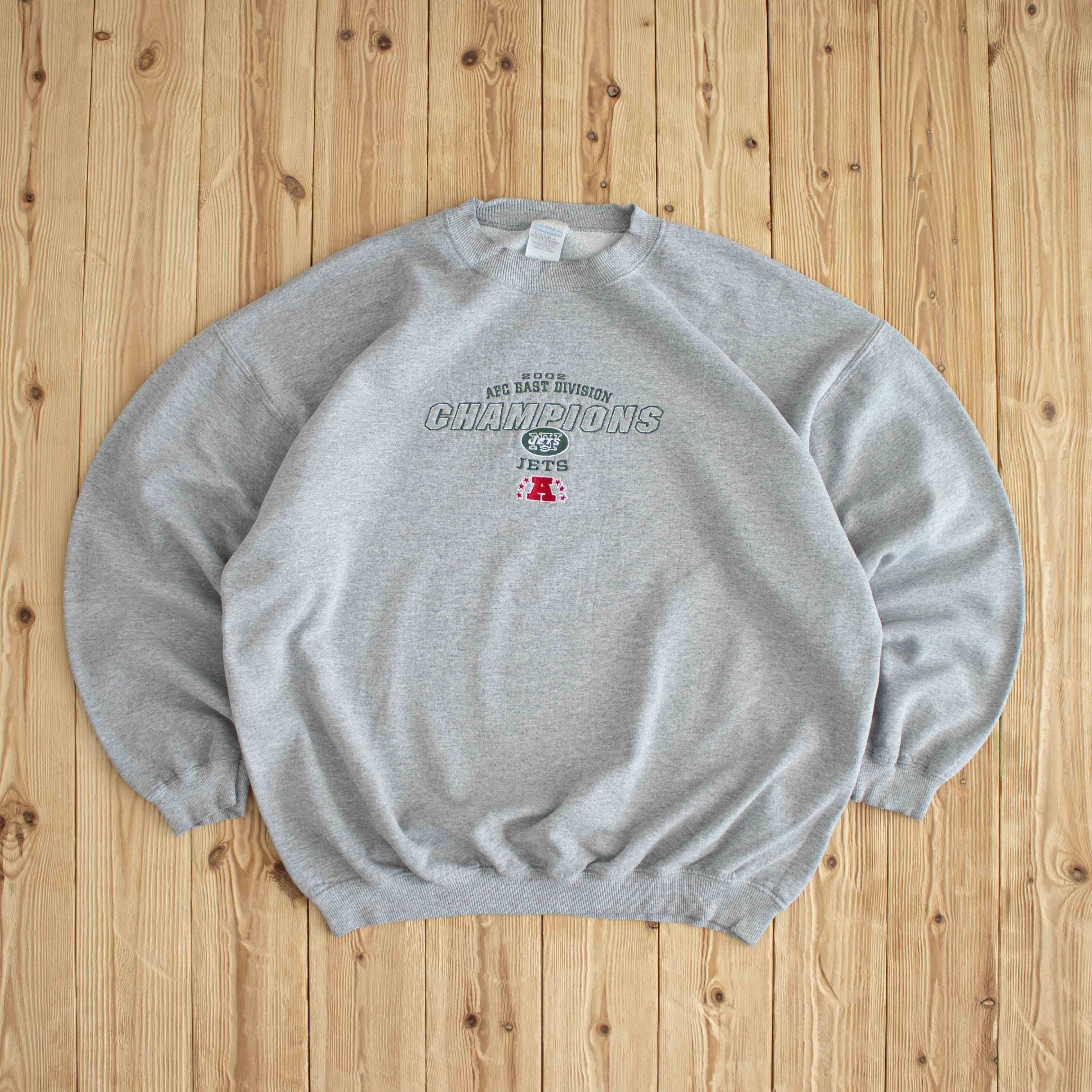 (XL) 2002 New York Jets Vintage Embroidered Sweatshirt Gray