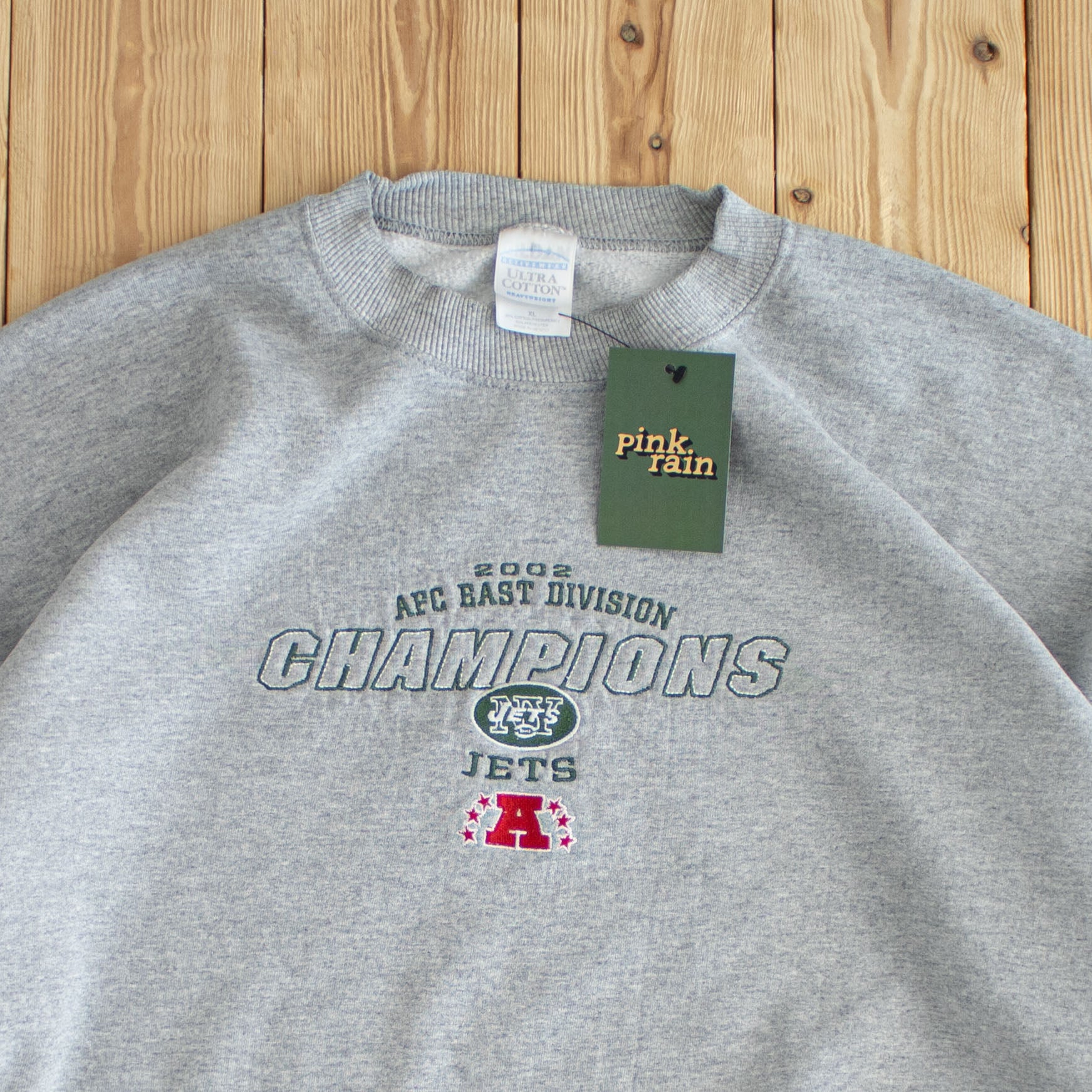 (XL) 2002 New York Jets Vintage Embroidered Sweatshirt Gray
