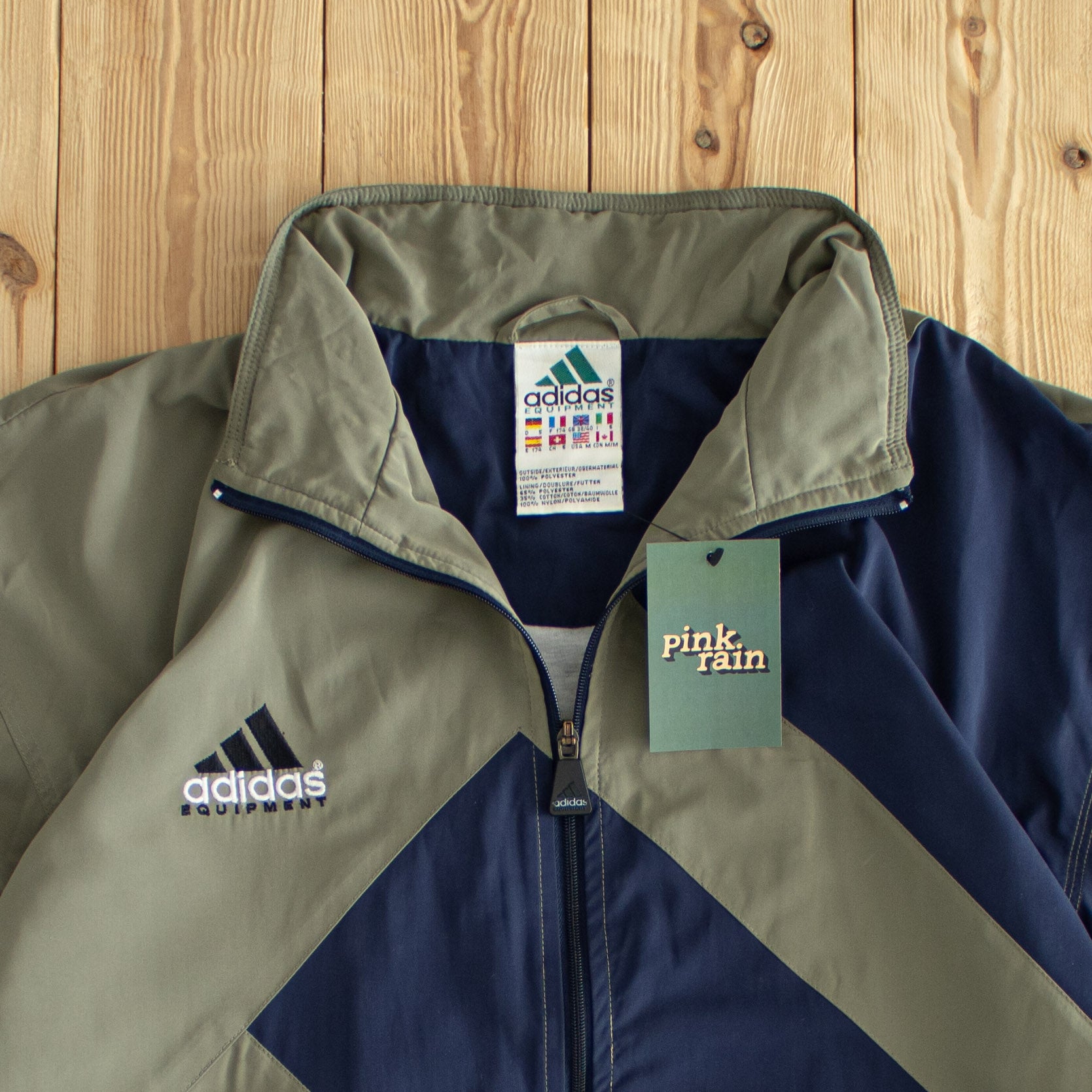 (L) Adidas Equipment Vintage Embroidered Jacket Blue Beige