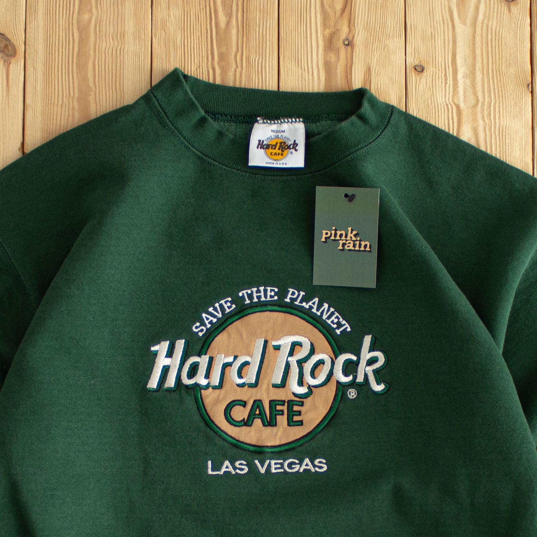 (M) Hard Rock Cafe Las Vegas Vintage Embroidered Sweatshirt Green