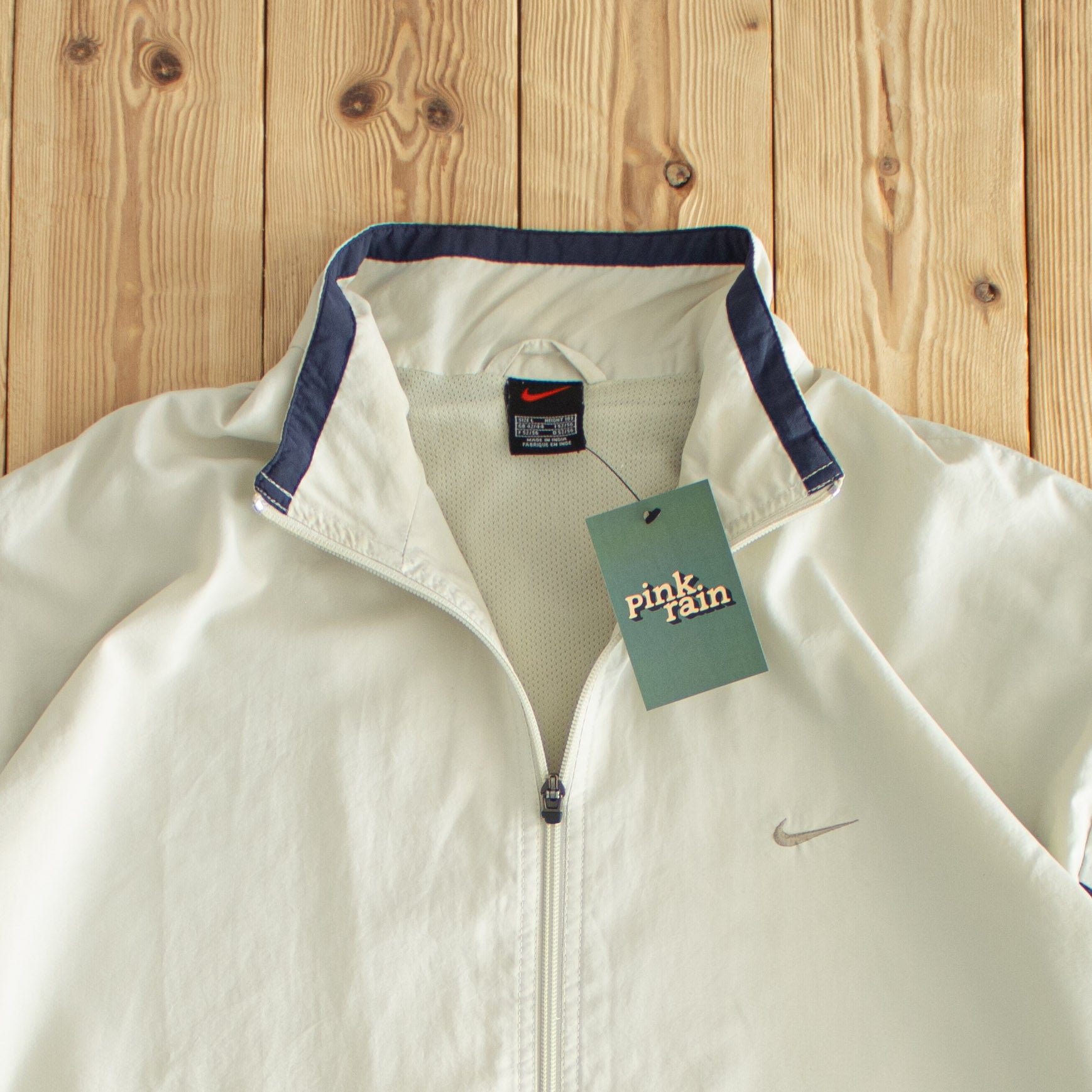 (L) Nike Swoosh Vintage Embroidered Jacket Beige
