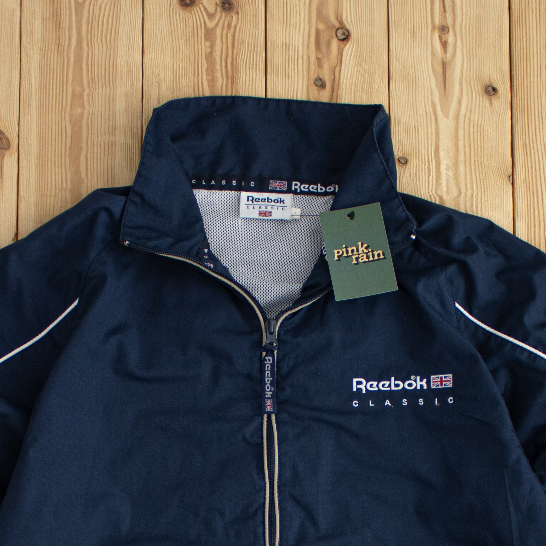 (S) Reebok Classic Vintage Embroidered Jacket Blue