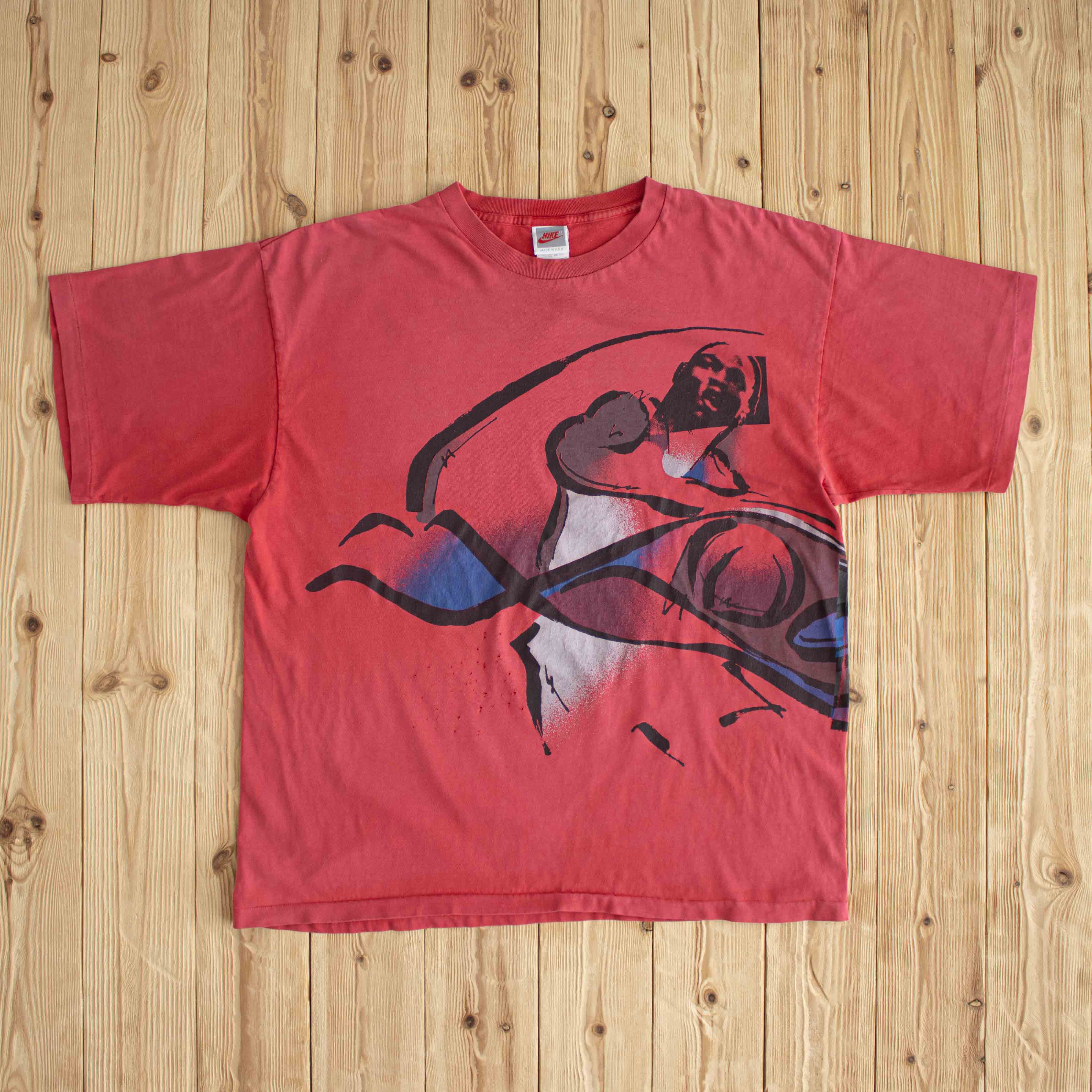 (L) Nike Air Jordan Vintage Single Stitch T-Shirt Red