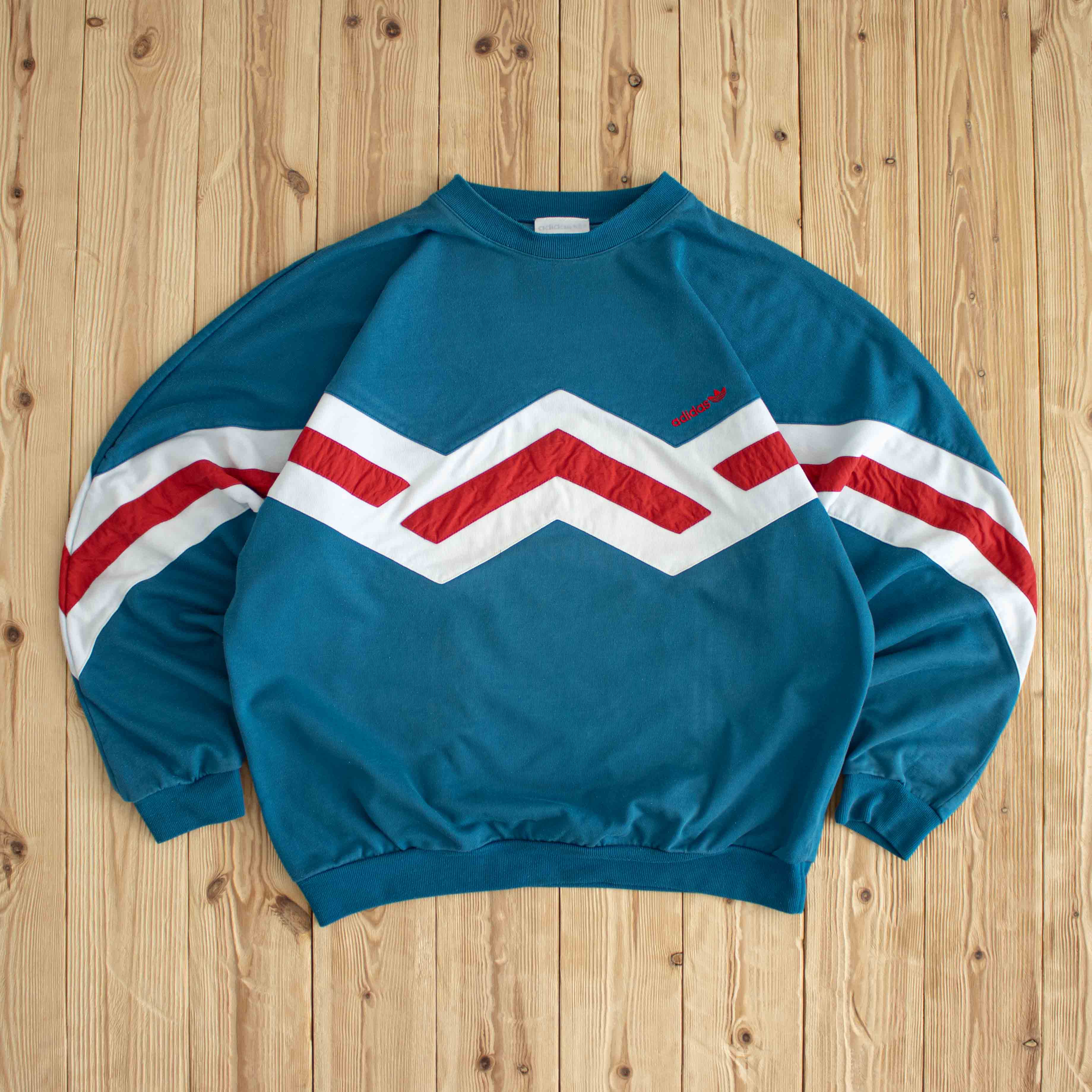 (L) Adidas Vintage Embroidered Sweatshirt Blue