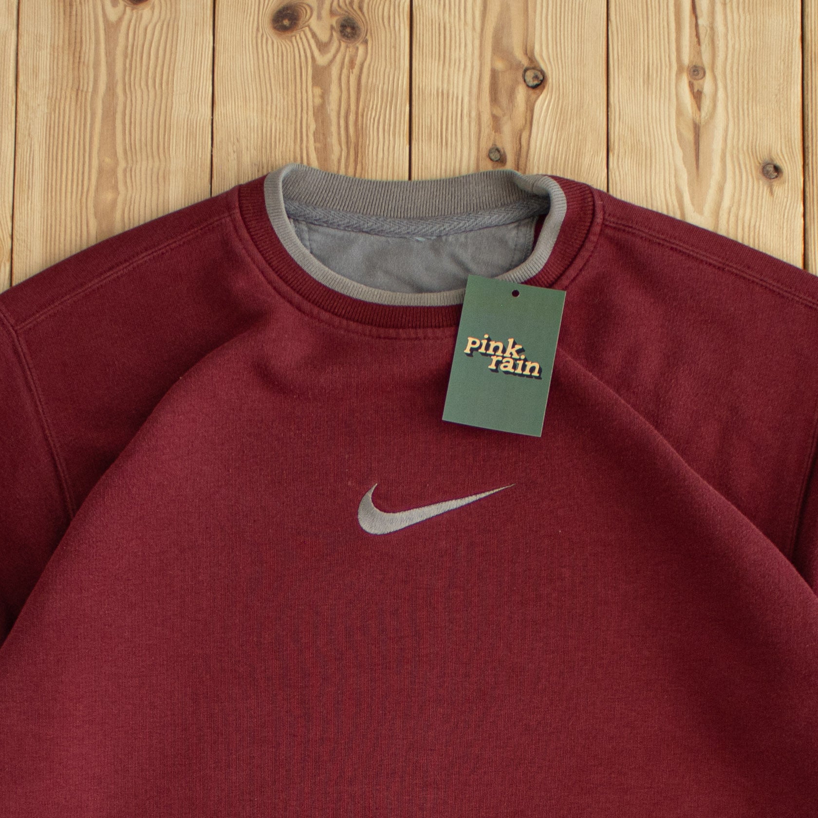 (M/L) Nike Swoosh Vintage Embroidered Sweatshirt Burgundy