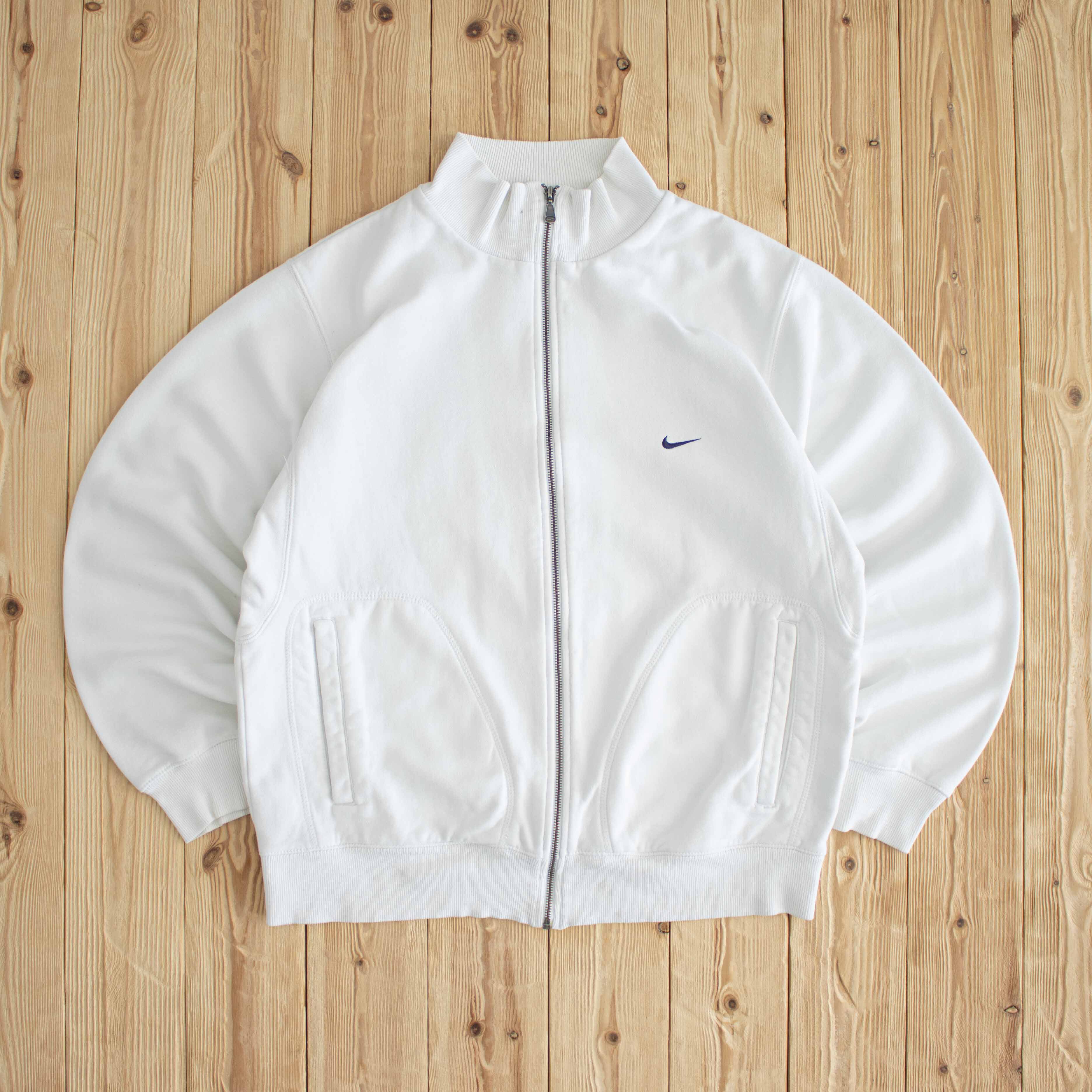 (L) Nike Vintage Essential Embroidered Full-Zip Sweatshirt White