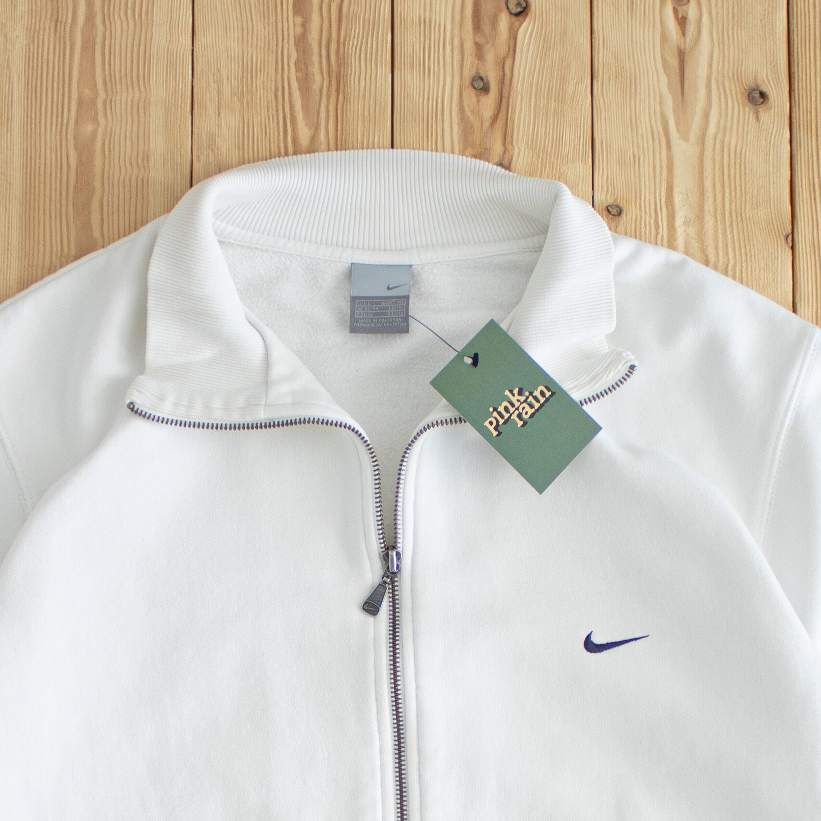 (L) Nike Vintage Essential Embroidered Full-Zip Sweatshirt White