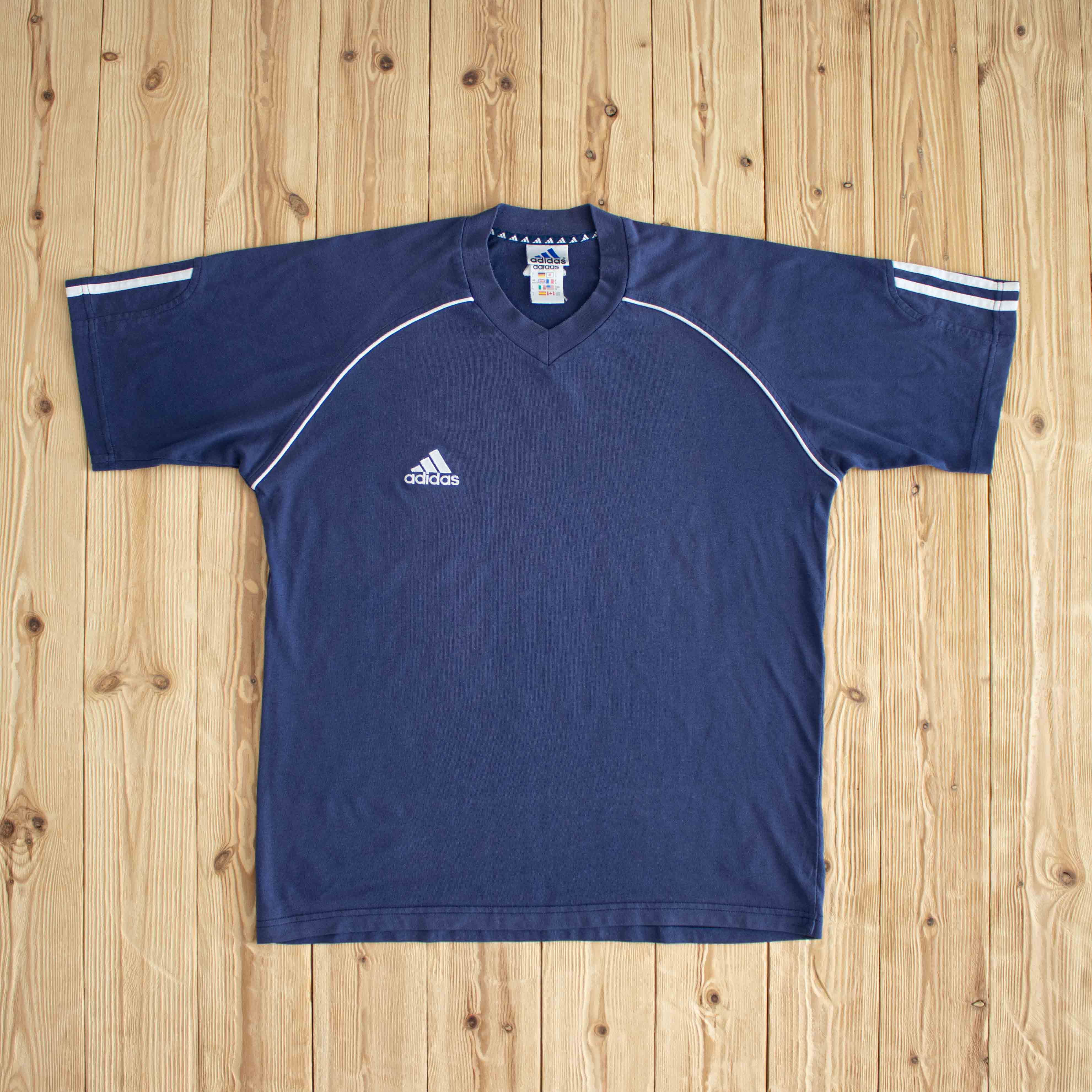 (M/L) Adidas Vintage Essential Embroidered T-Shirt Blue