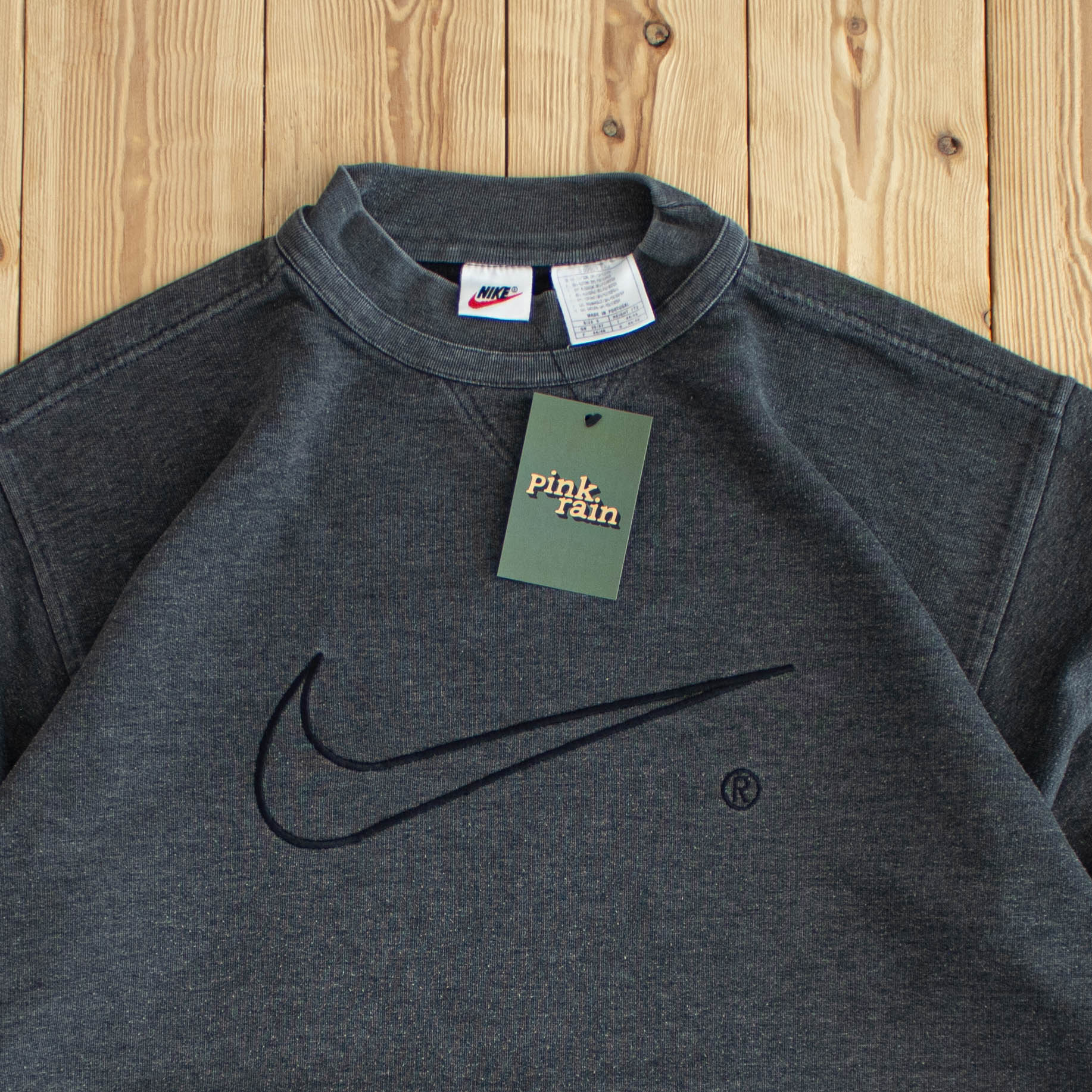 (M) Nike Swoosh Vintage Embroidered Sweatshirt Gray