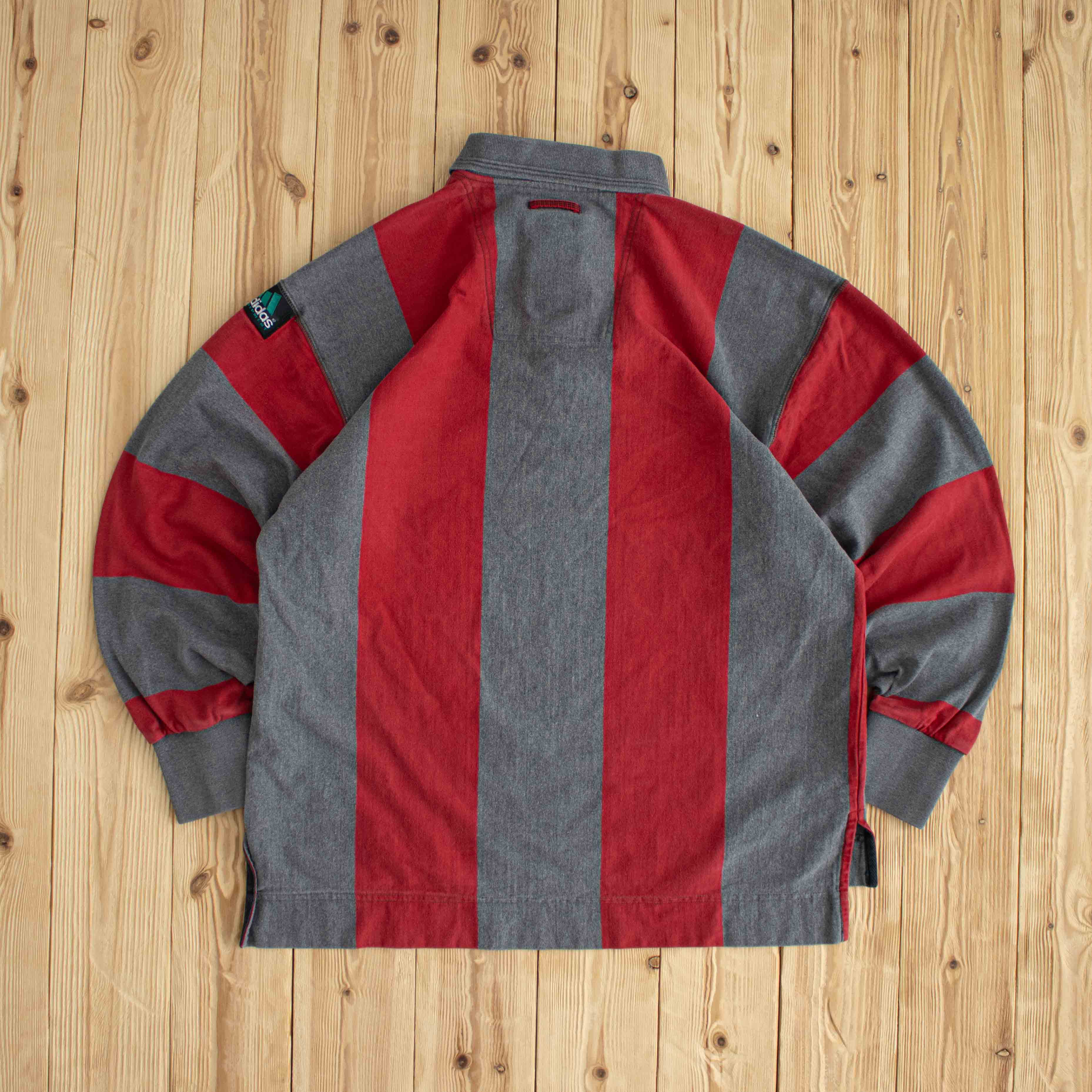(M/L) Adidas Equipment Vintage Embroidered Polo Gray Red