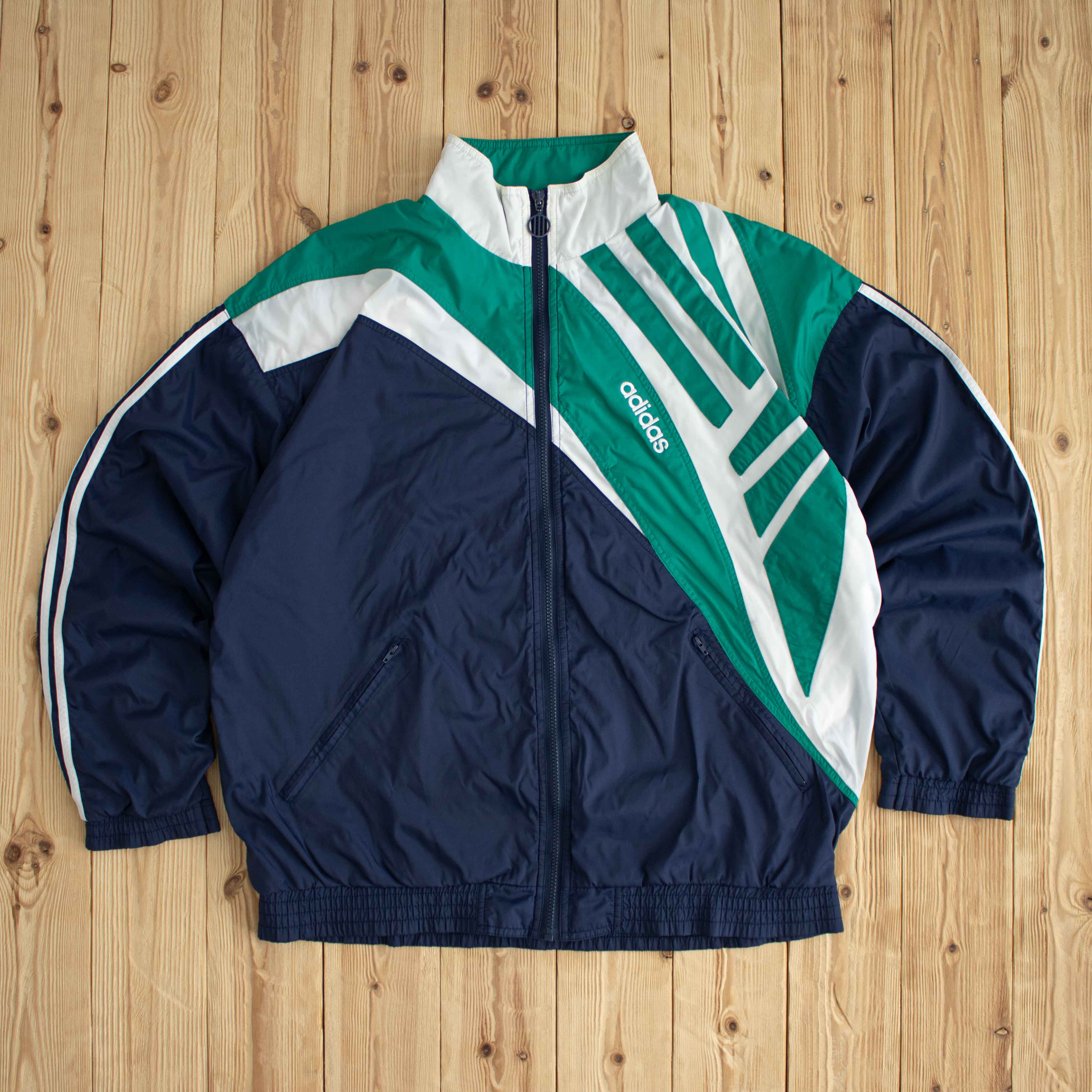 (XL) Adidas Vintage Embroidered Jacket Blue