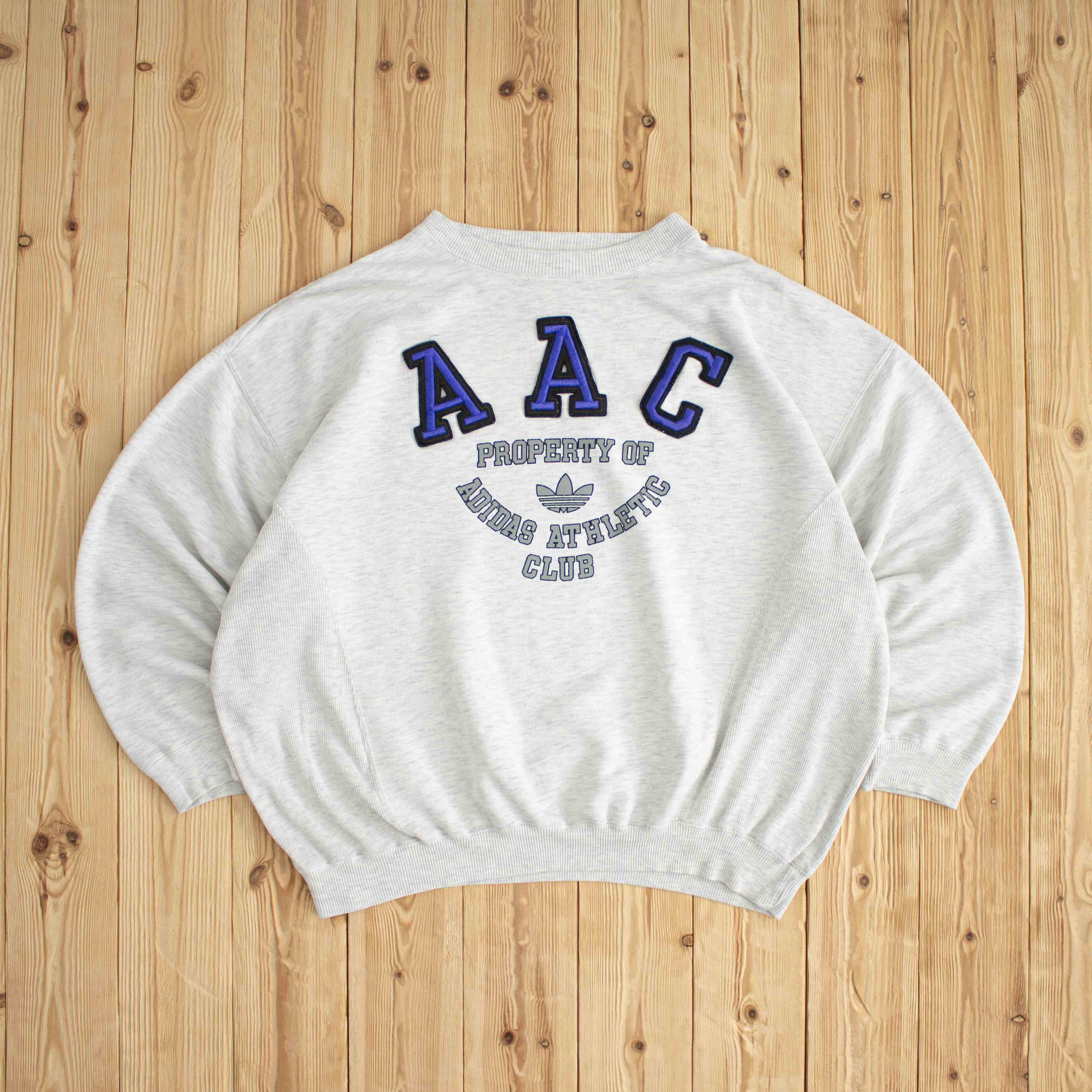 (L/XL) Adidas Athletic Club Vintage Embroidered Sweatshirt White