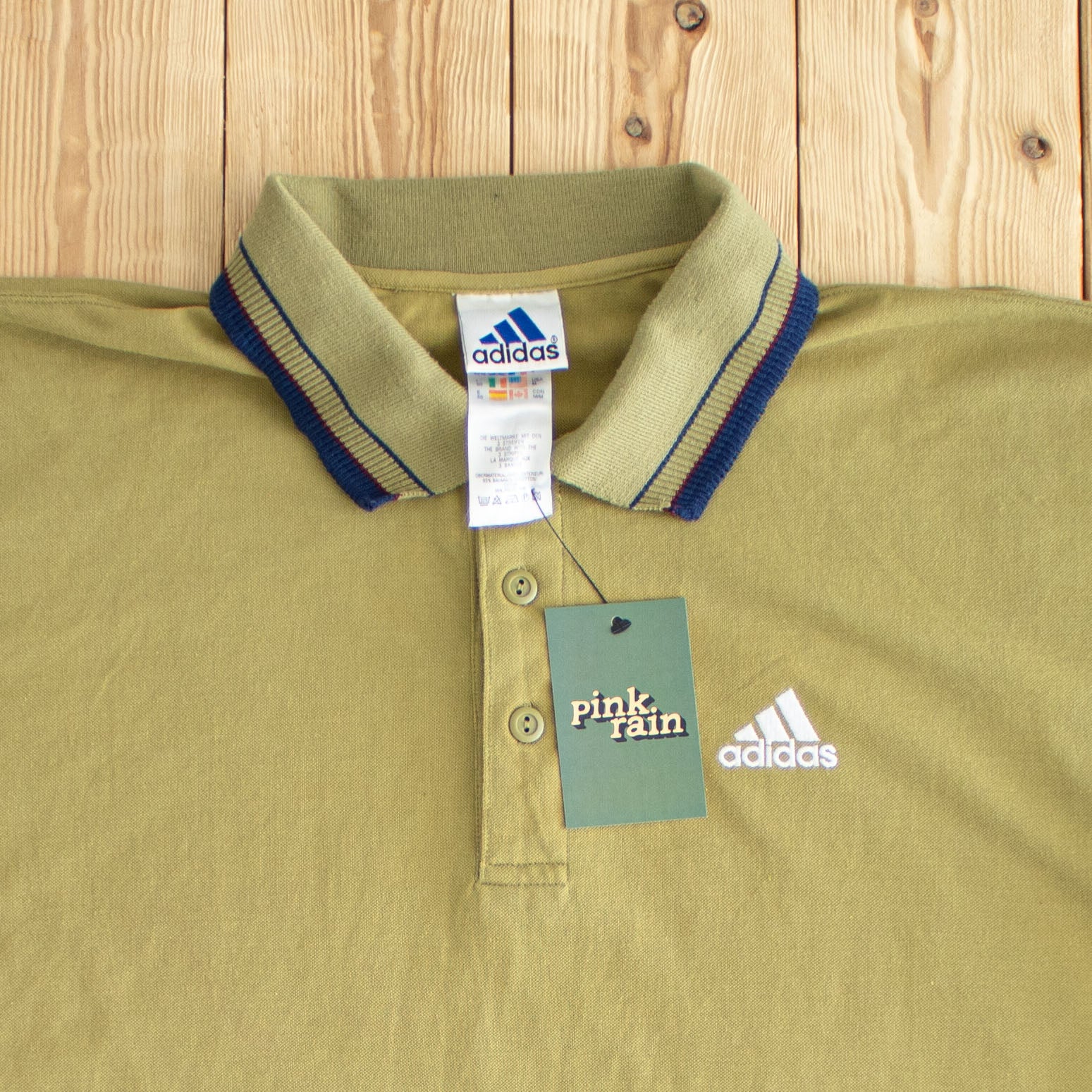 (M/L) Adidas Vintage Essential Embroidered Polo Olive Green