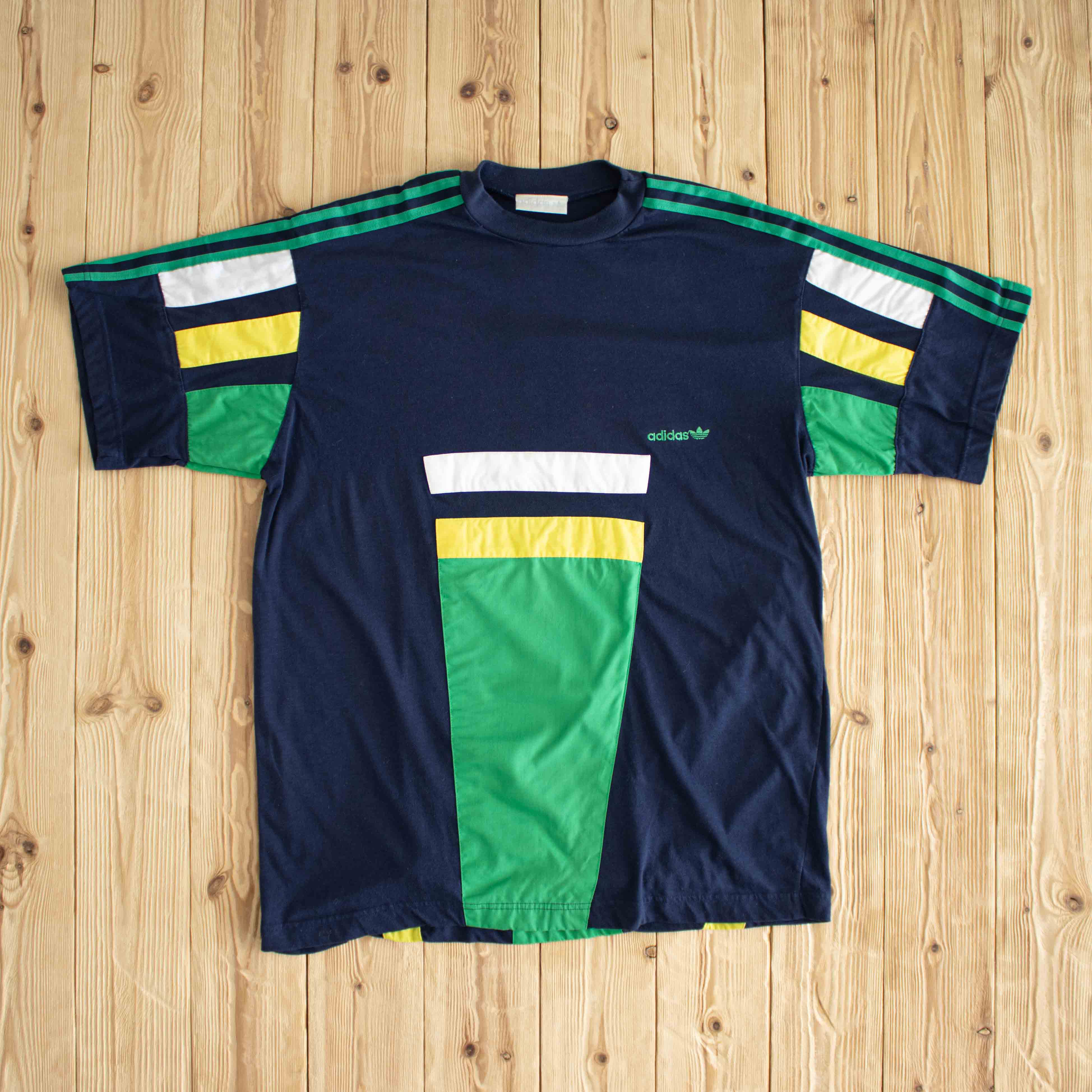 (L) Adidas Vintage Embroidered T-Shirt Blue