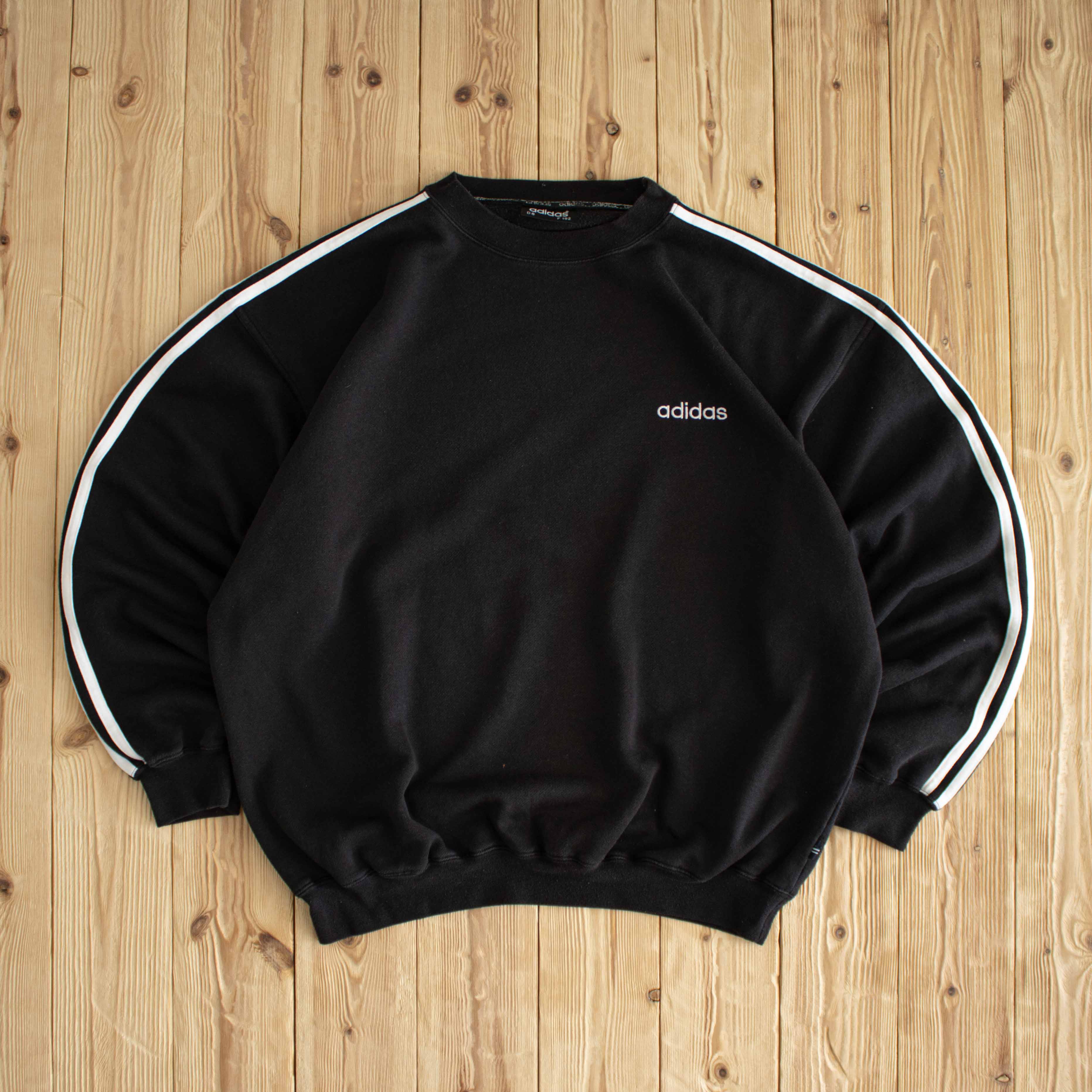 (L/XL) Adidas Vintage Essential Embroidered Sweatshirt Black