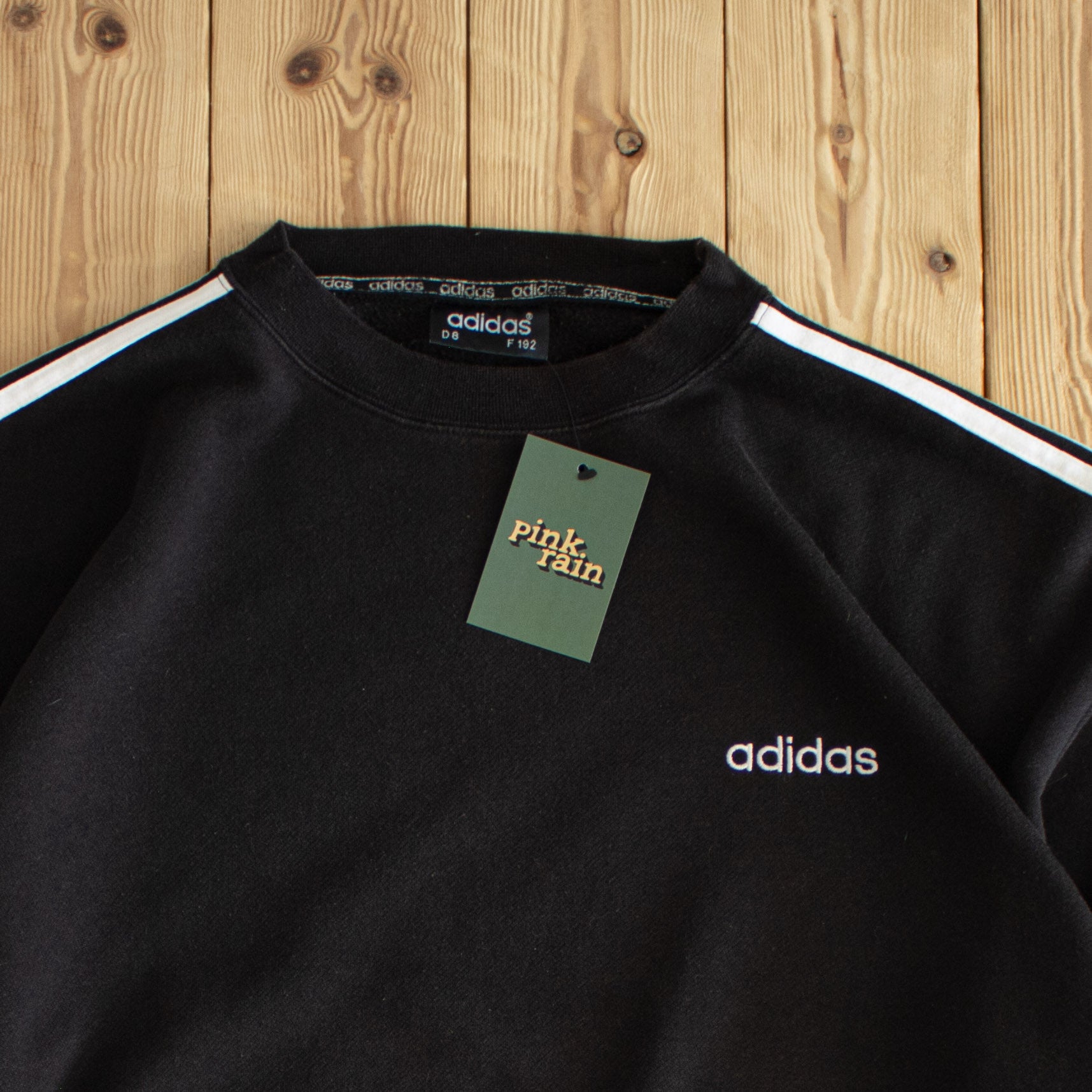 (L/XL) Adidas Vintage Essential Embroidered Sweatshirt Black