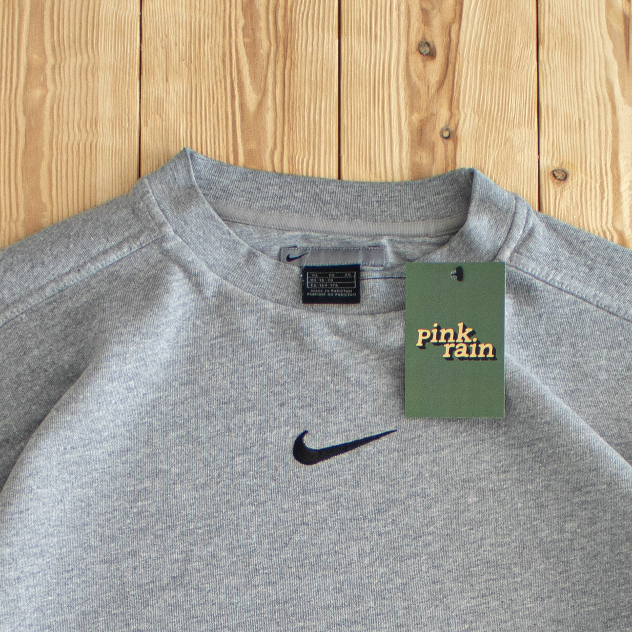 (S/M) Nike Center Swoosh Vintage Embroidered Sweatshirt Gray