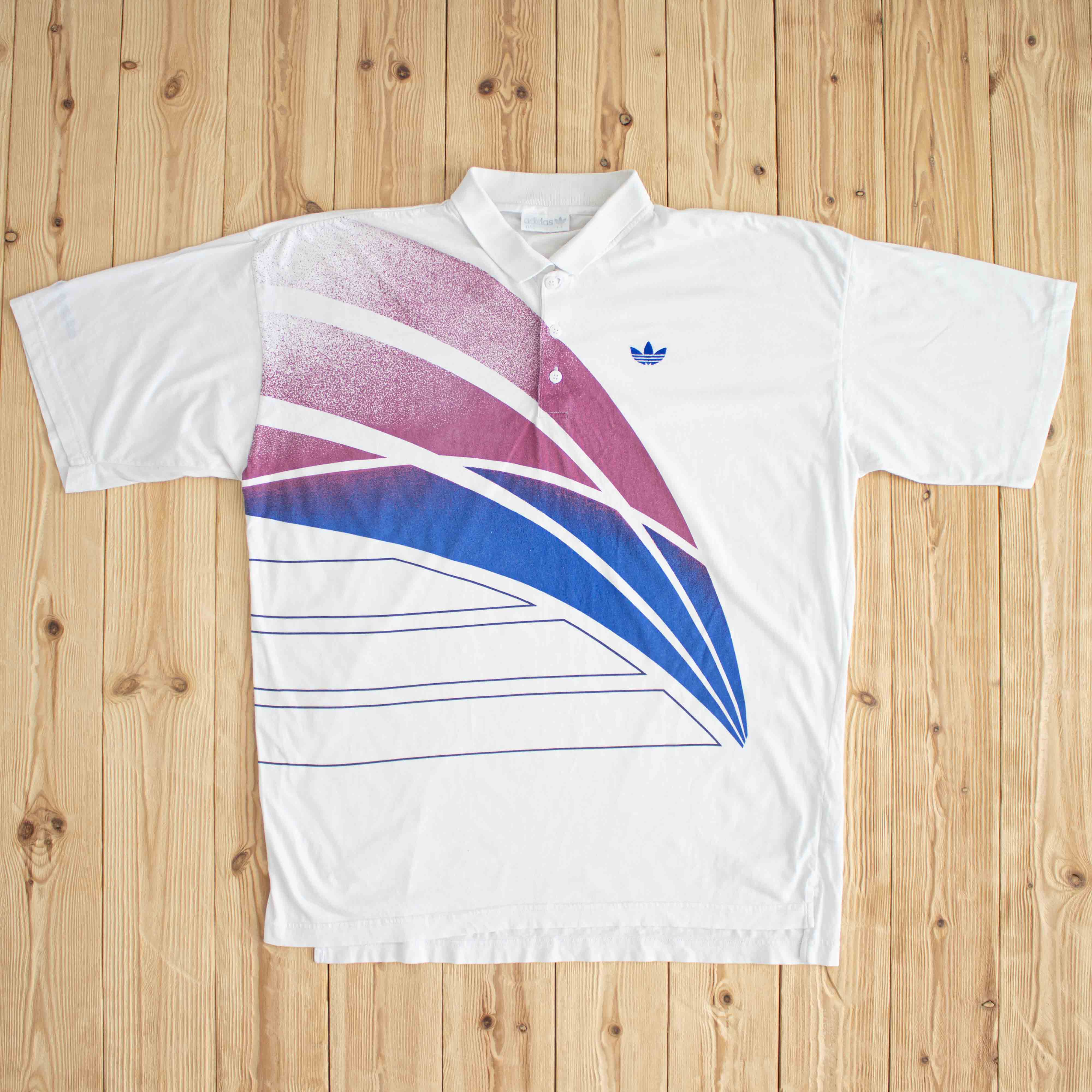 (L/XL) Adidas Vintage Embroidered Polo White
