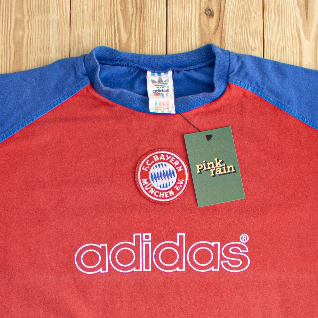 (S/M) Adidas F.C. Bayern München Vintage Embroidered T-Shirt Blue Red