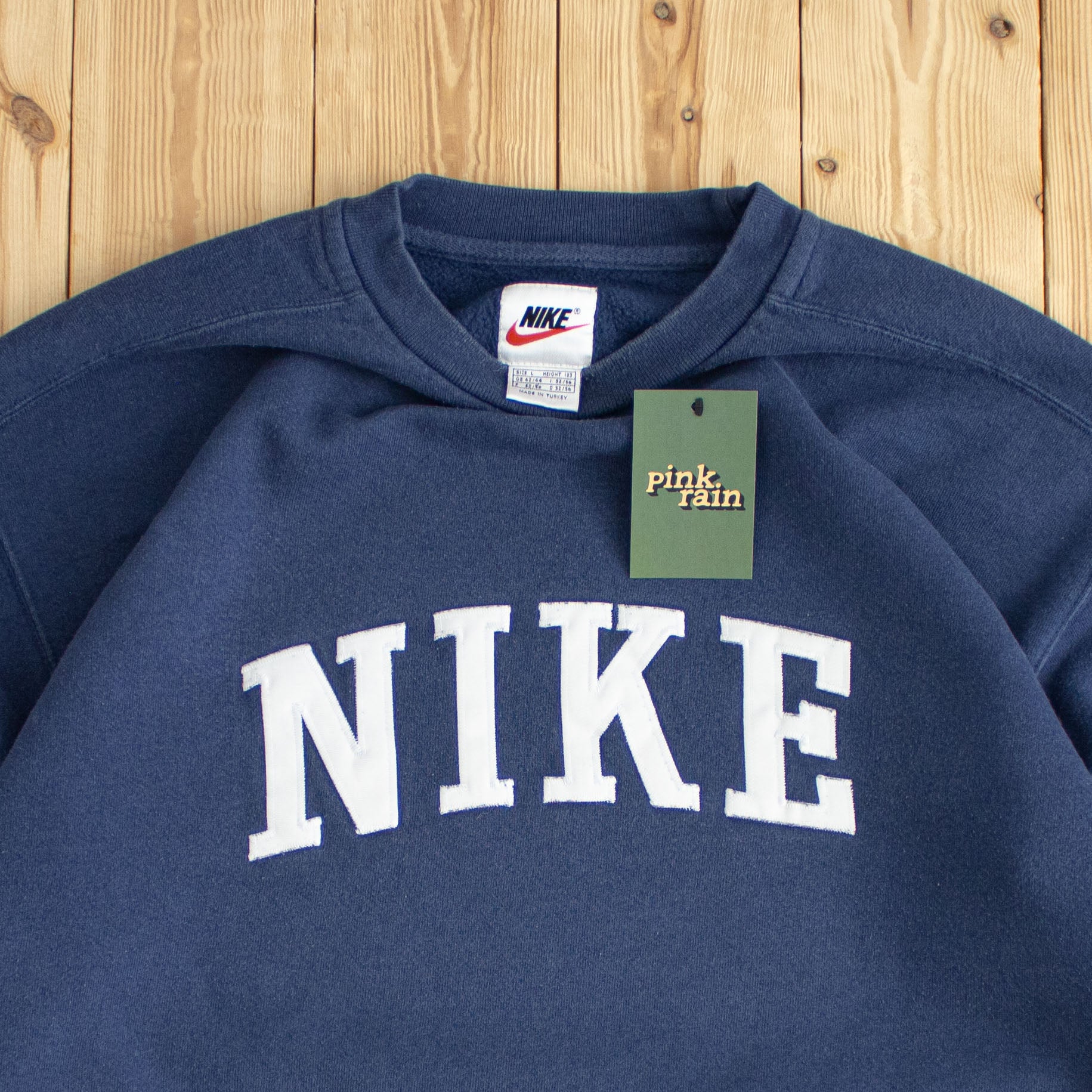 (L) Nike Spell Out Vintage Embroidered Sweatshirt Blue