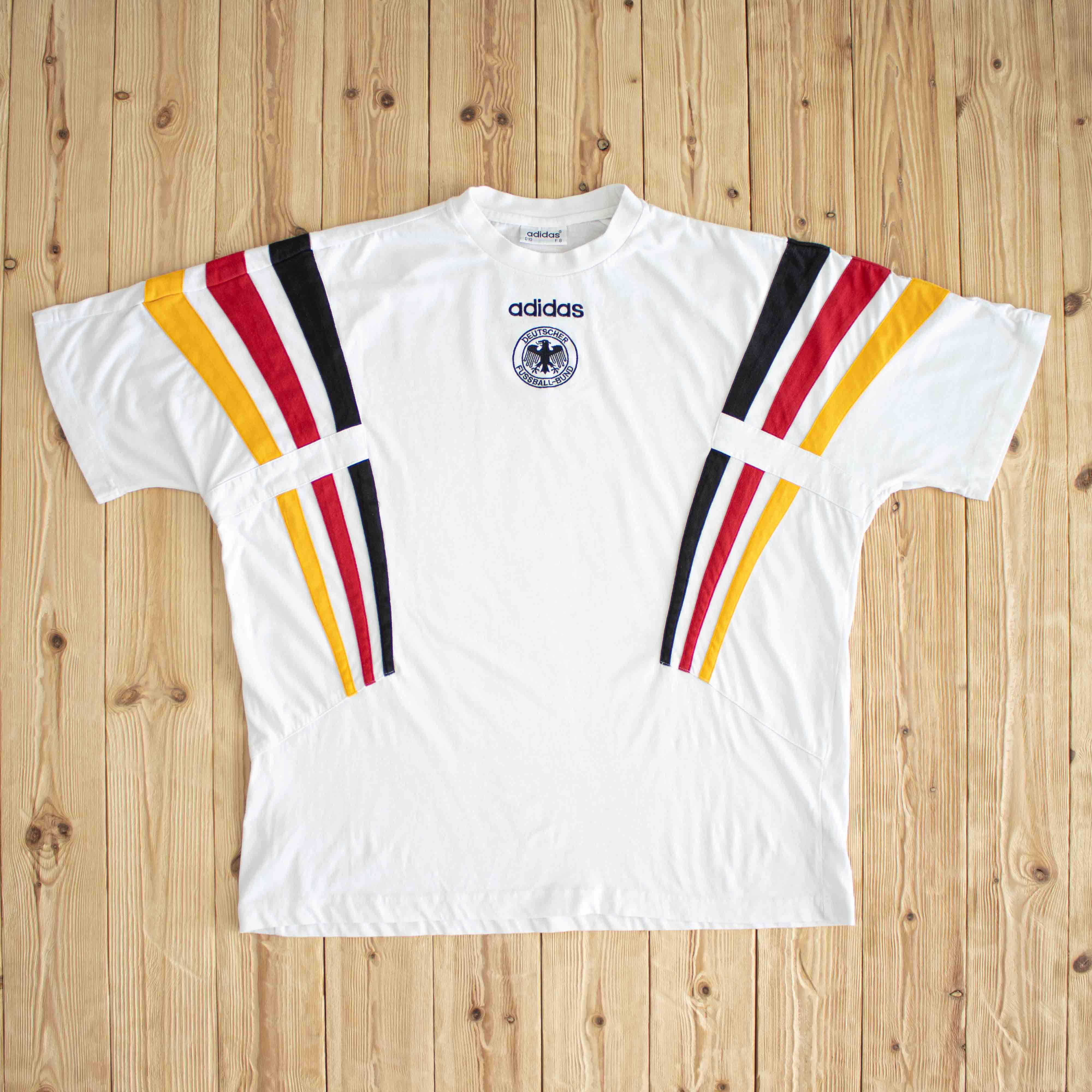 (XL) Adidas Deutscher Fussball-Bund Vintage Embroidered T-Shirt White
