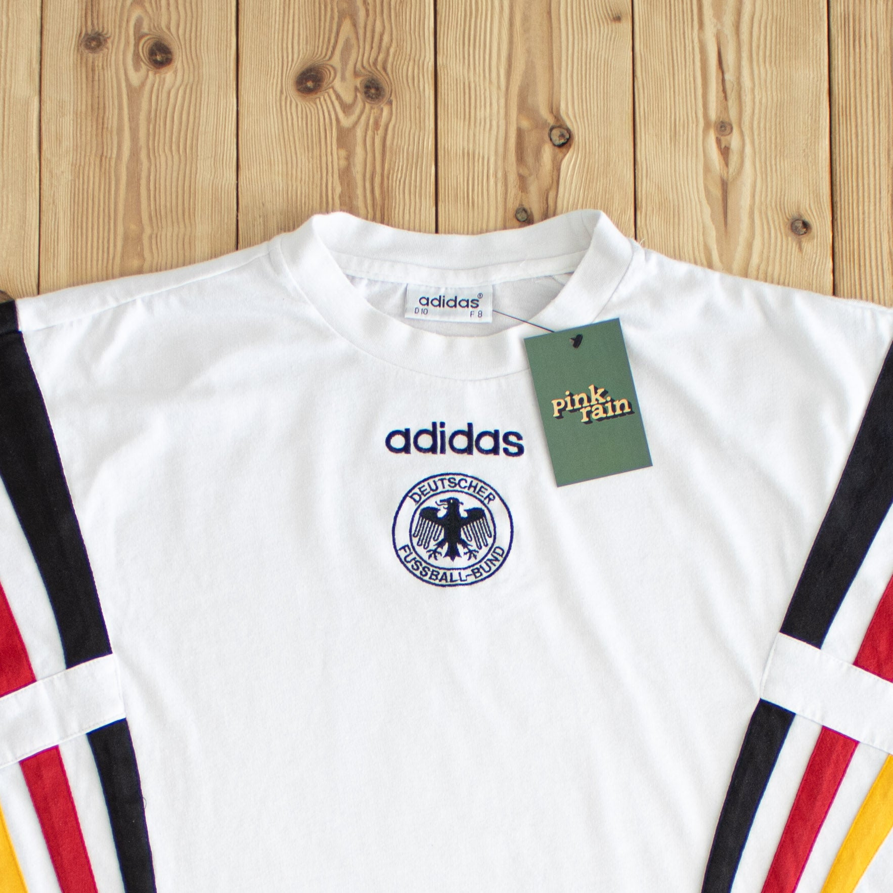(XL) Adidas Deutscher Fussball-Bund Vintage Embroidered T-Shirt White