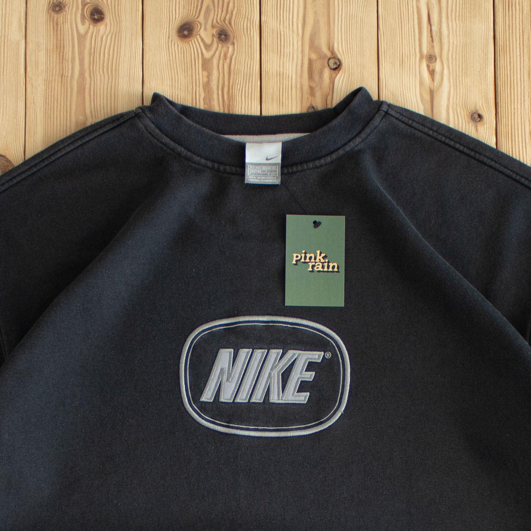 (XL/XXL) Nike Spell Out Vintage Embroidered Sweatshirt Black