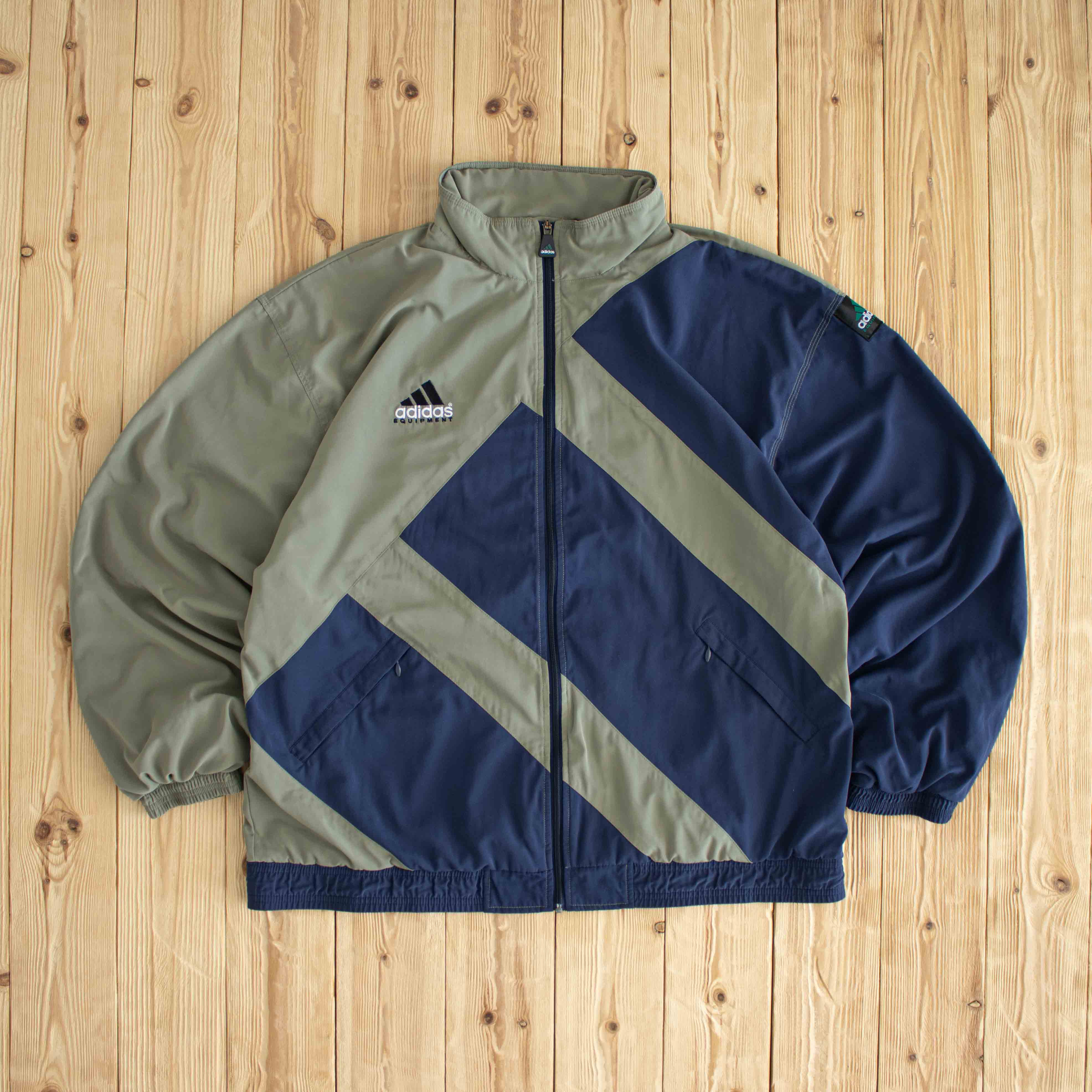 (L/XL) Adidas Equipment Vintage Embroidered Jacket Beige Blue