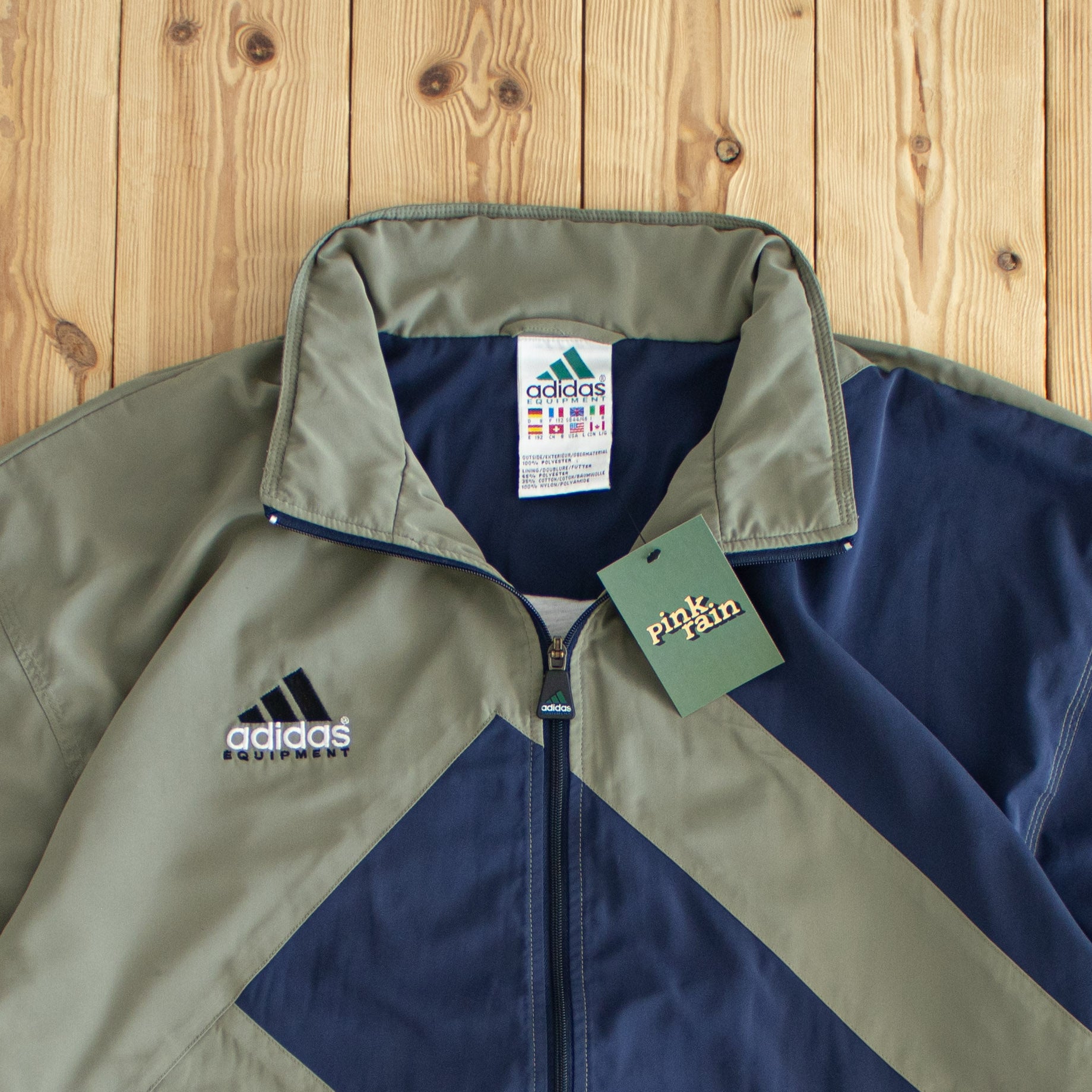 (L/XL) Adidas Equipment Vintage Embroidered Jacket Beige Blue