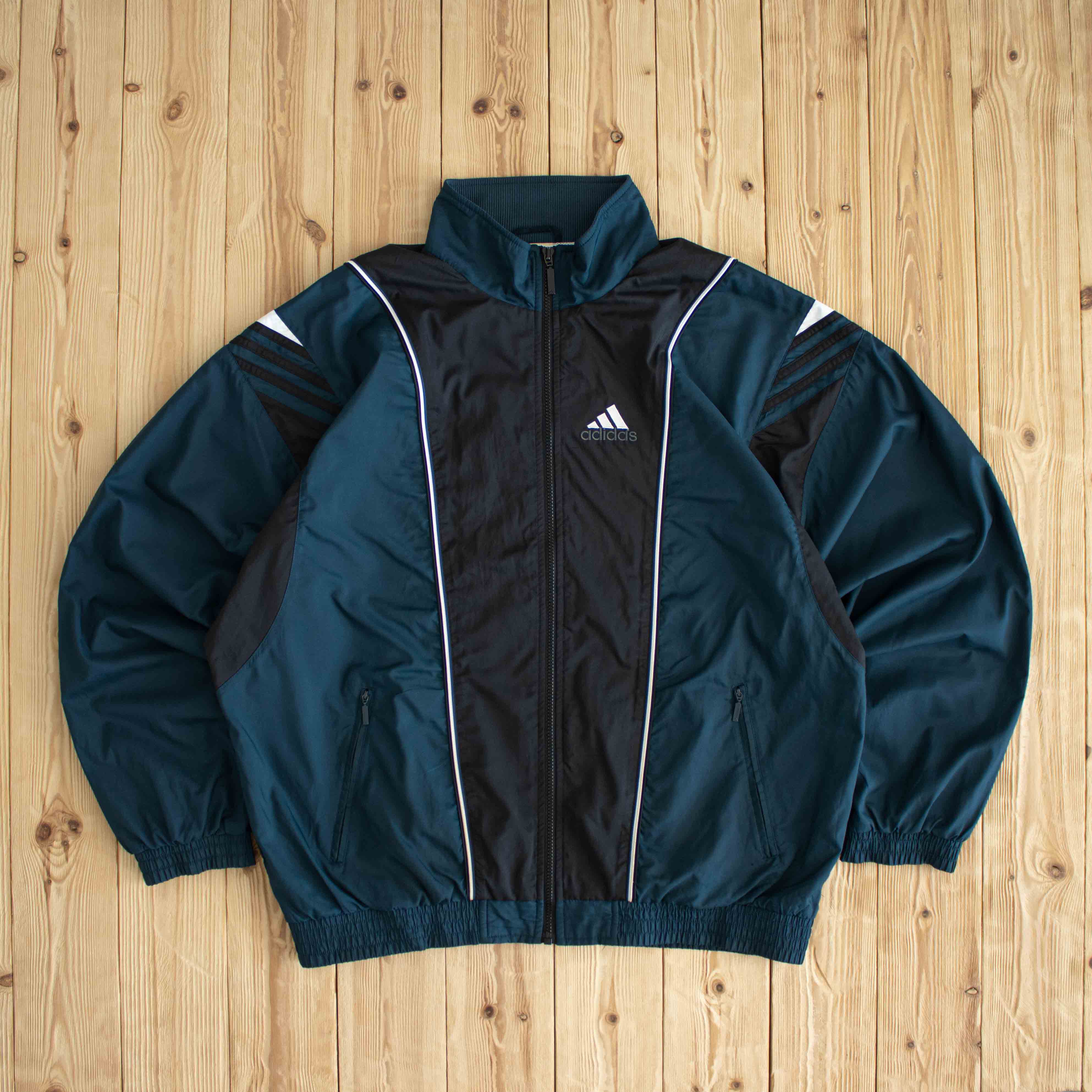 (XL) Adidas Vintage Embroidered Jacket Blue