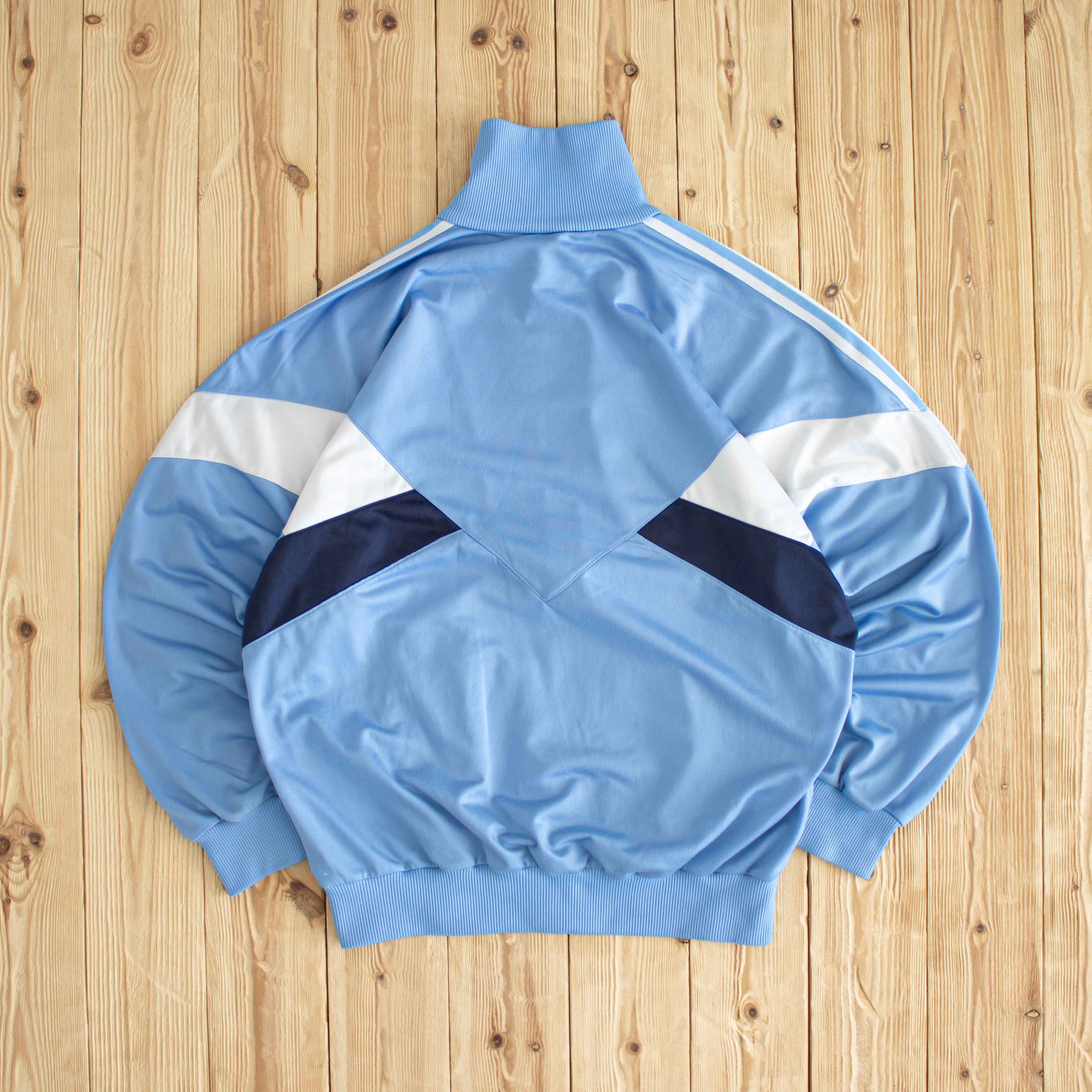 (M/L) Adidas Vintage Embroidered Full-Zip Sweatshirt Blue