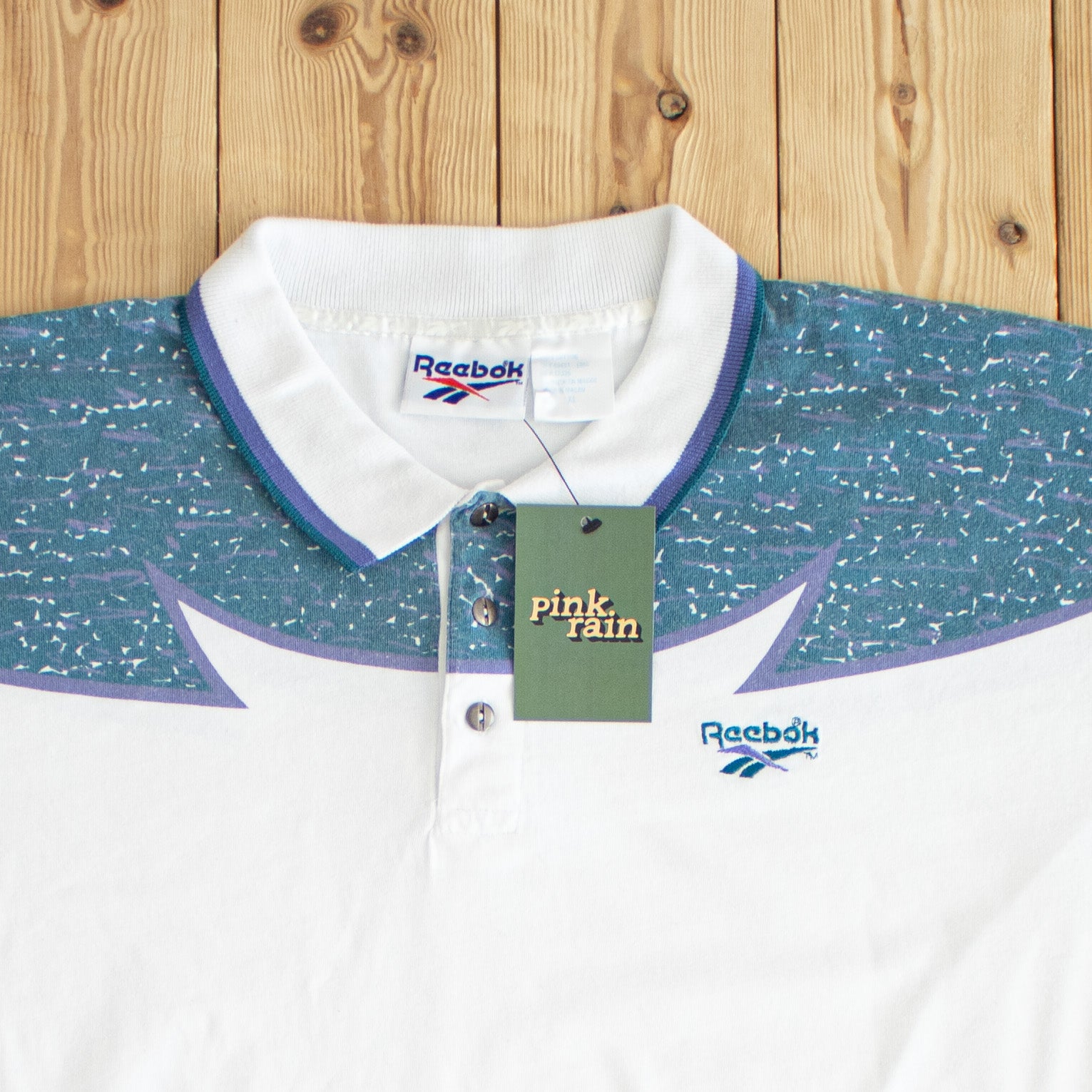 (L/XL) Reebok Vintage Embroidered Polo White