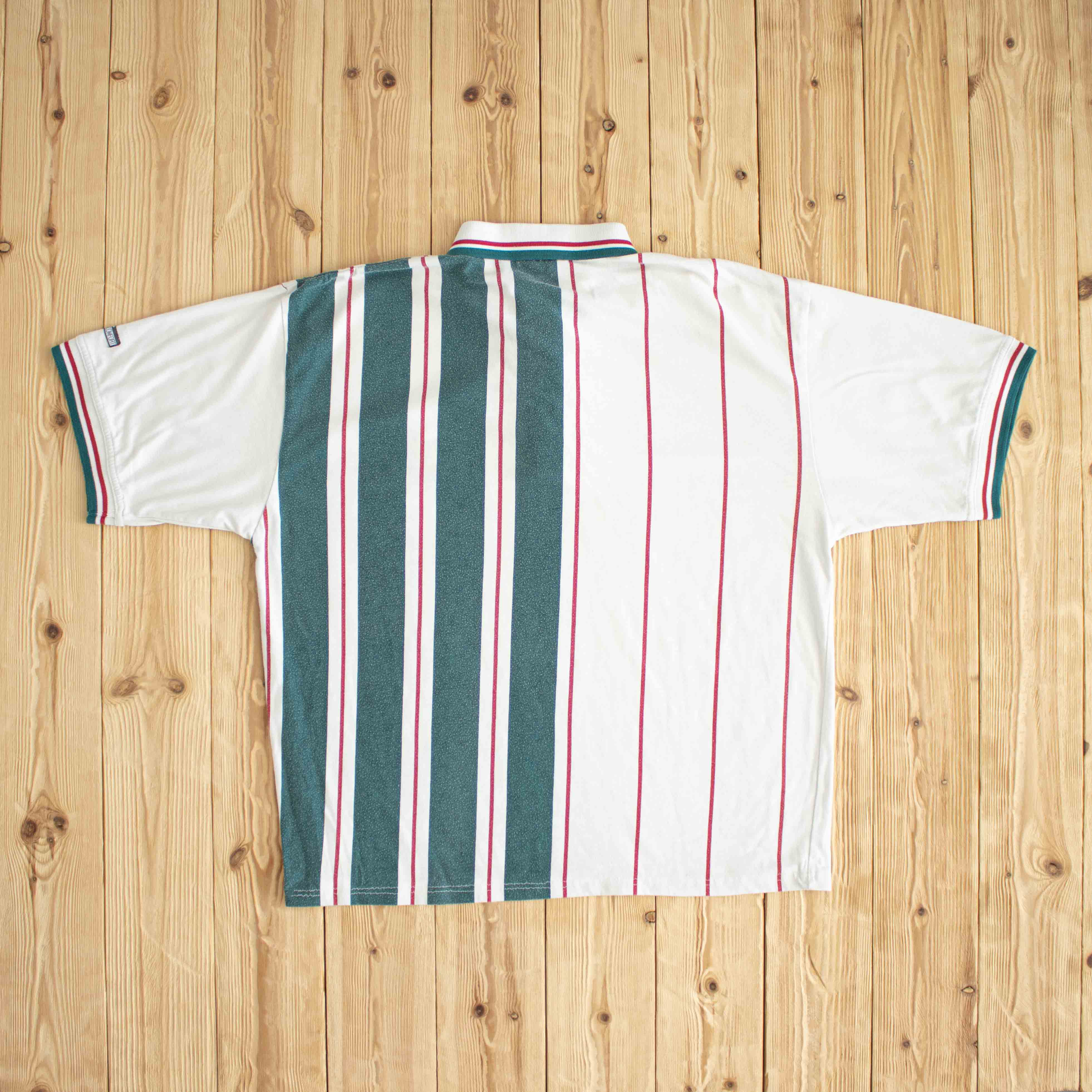 (L) Adidas Tennis Vintage Embroidered Polo White Green