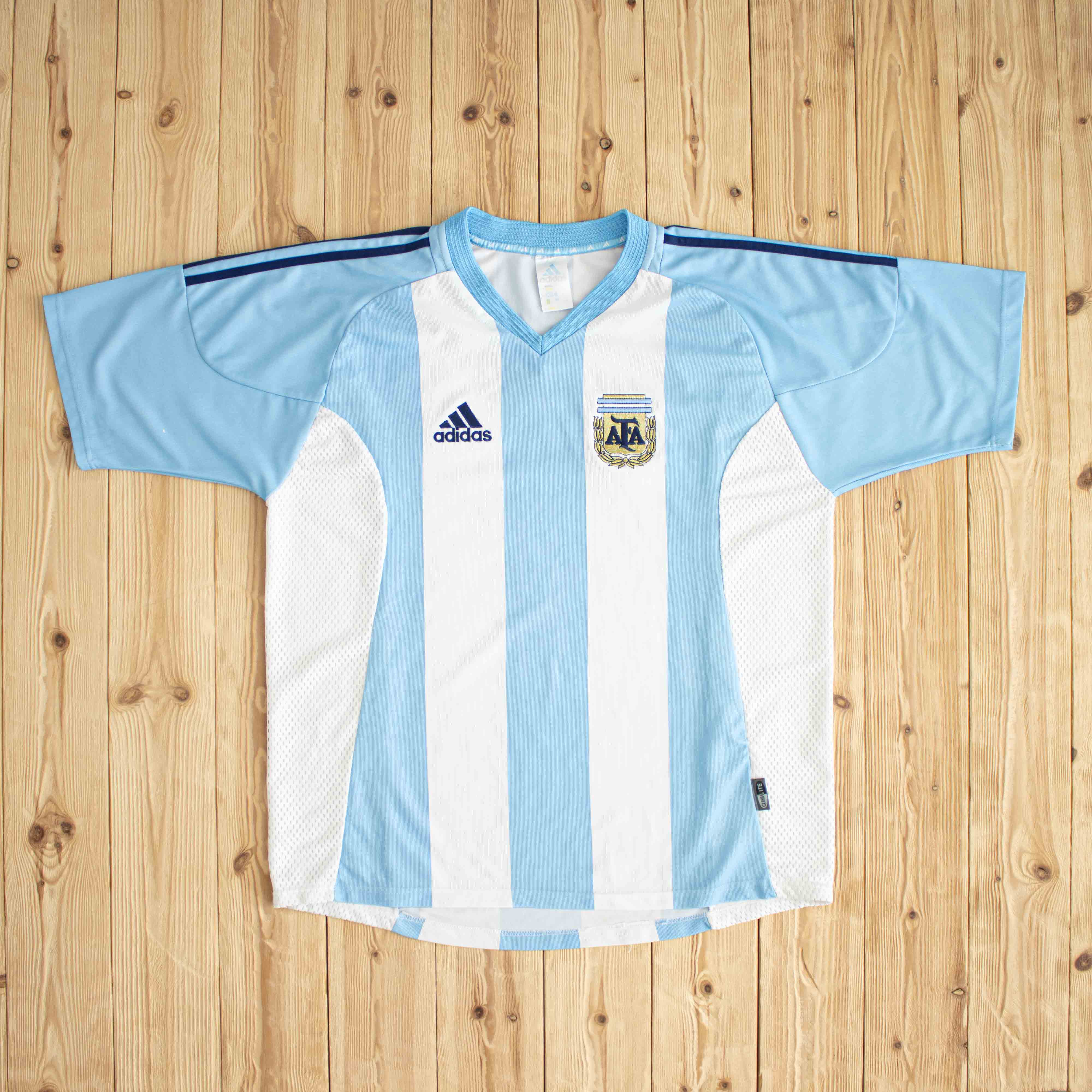 (L) Adidas Argentina Vintage Embroidered T-Shirt White Blue