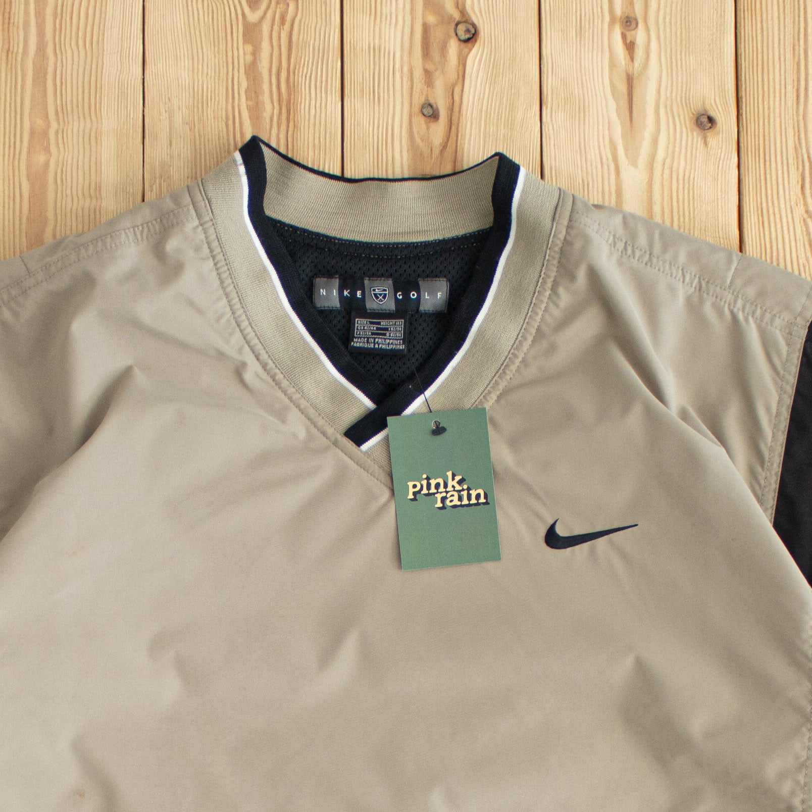(L) Nike Golf Vintage Embroidered Windbreaker Beige