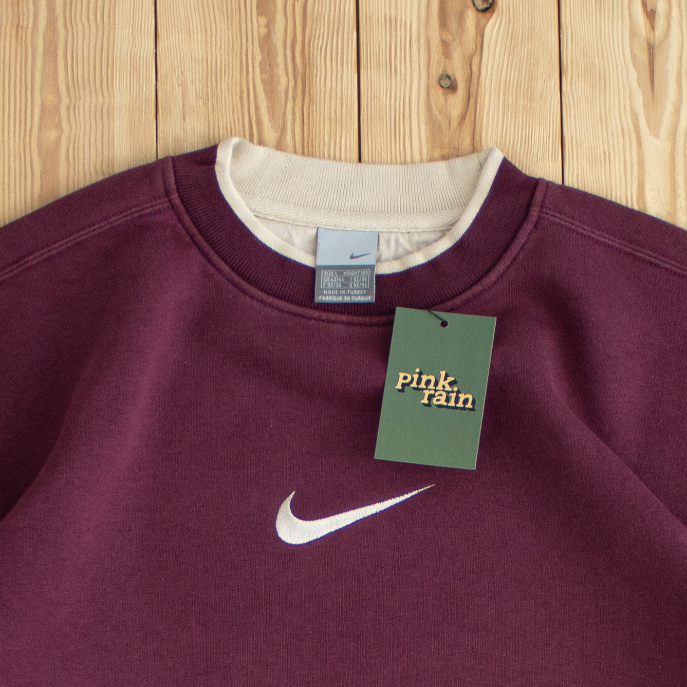 (L) Nike Swoosh Vintage Embroidered Sweatshirt Purple Burgundy