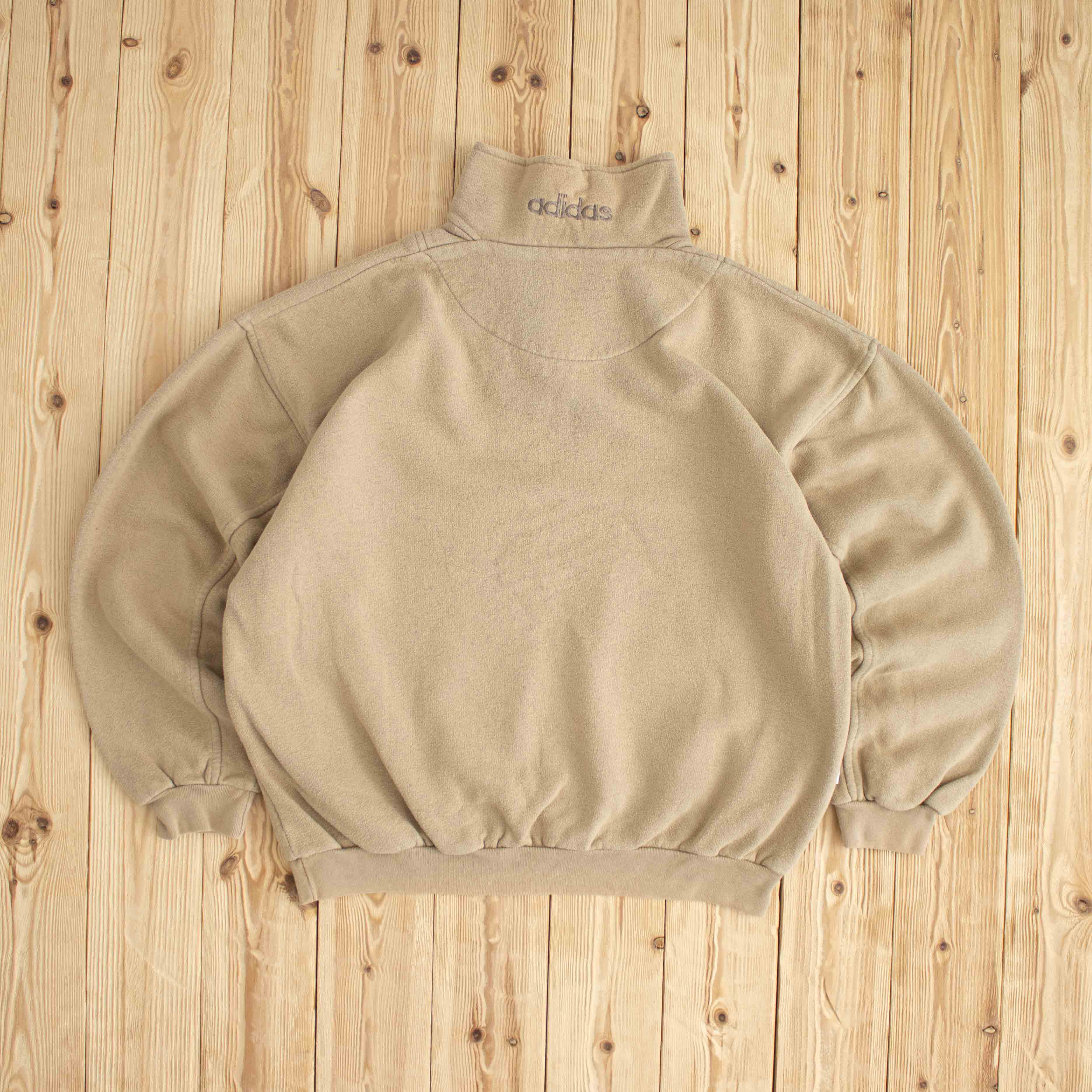 (M/L) Adidas Vintage Embroidered Quarter-Zip Beige