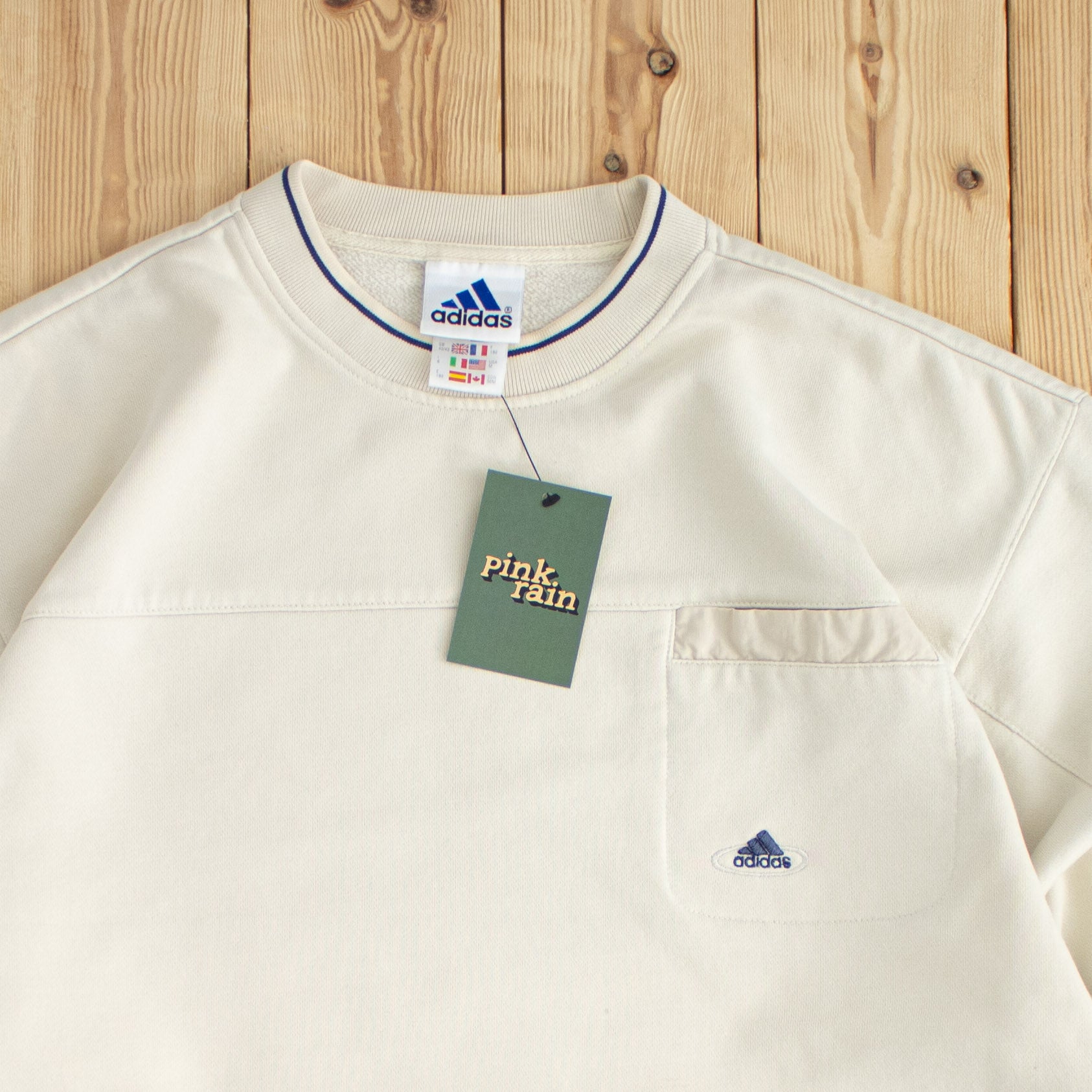 (L) Adidas Vintage Embroidered Sweatshirt Beige