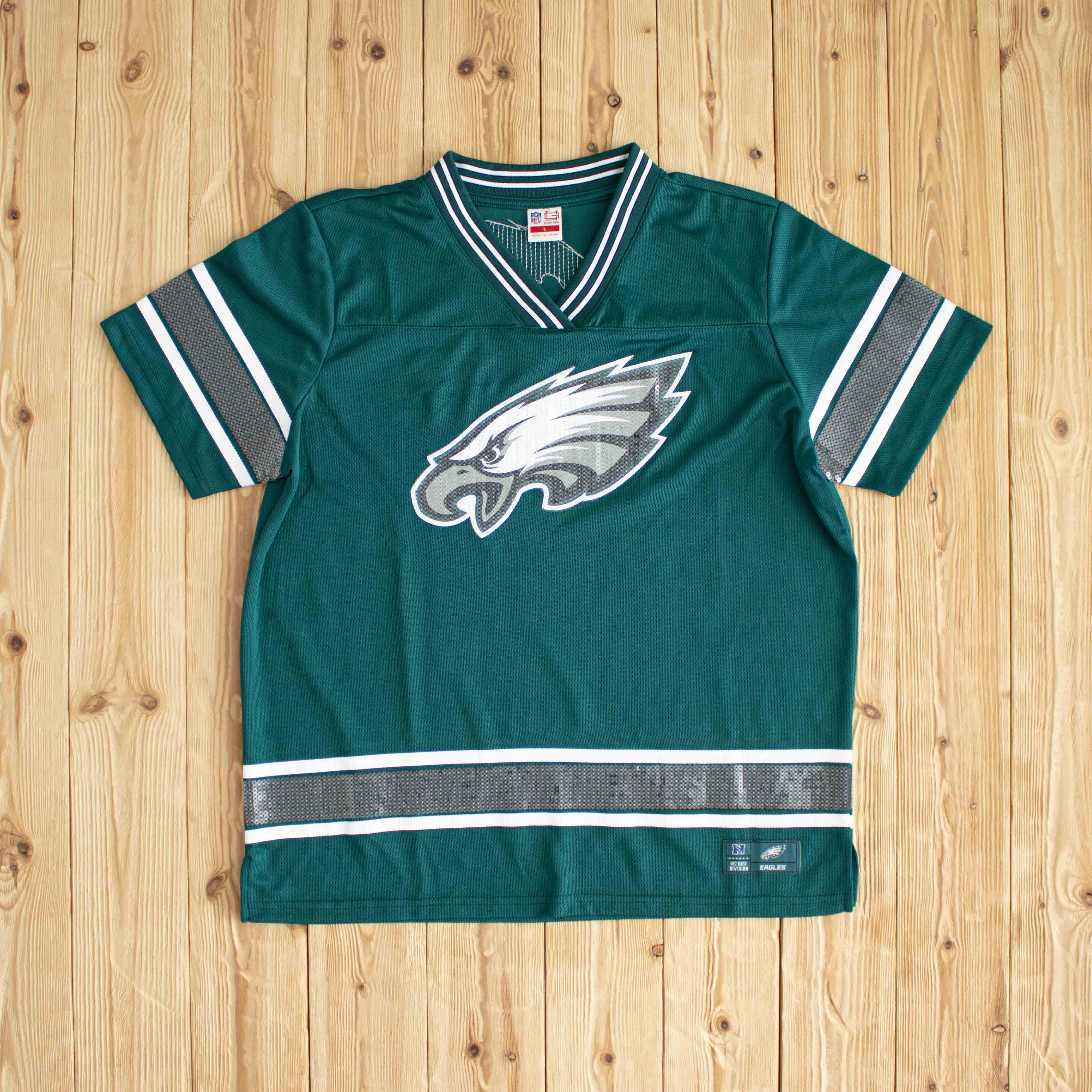 (L) NFL Philadelphia Eagles Embroidered T-Shirt Green