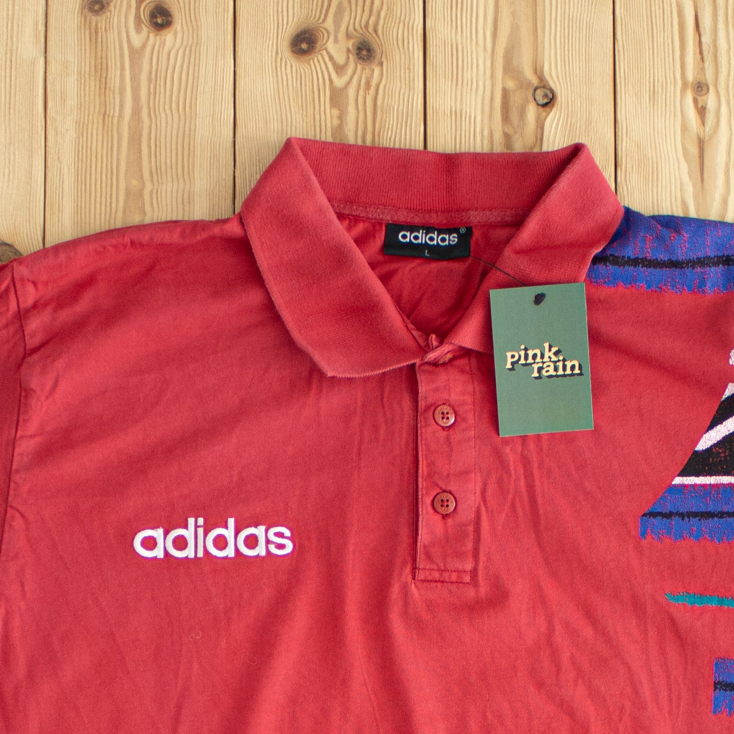 (L) Adidas Vintage Embroidered Polo Red