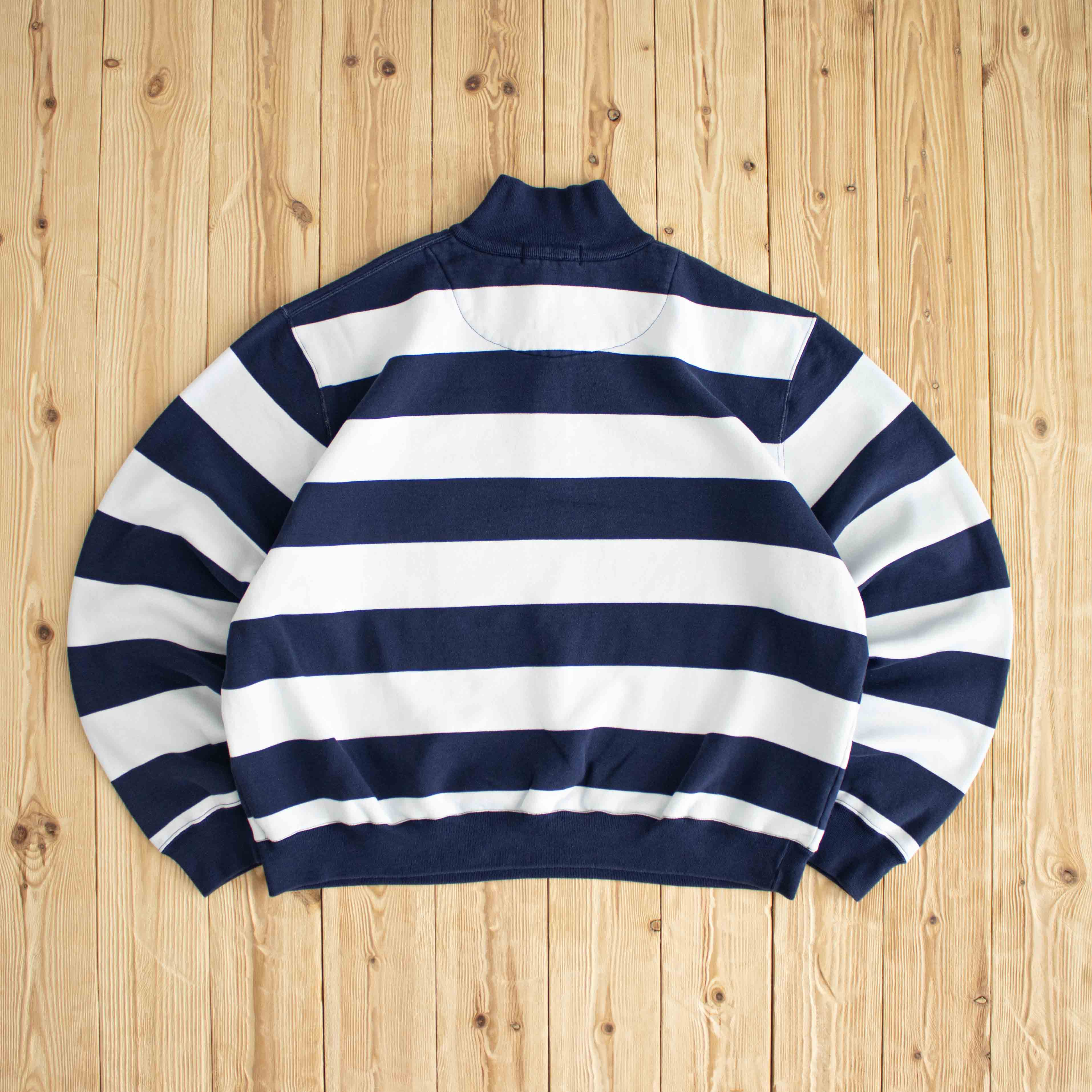 (L/XL) Polo Ralph Lauren Vintage Embroidered Quarter-Zip White Blue