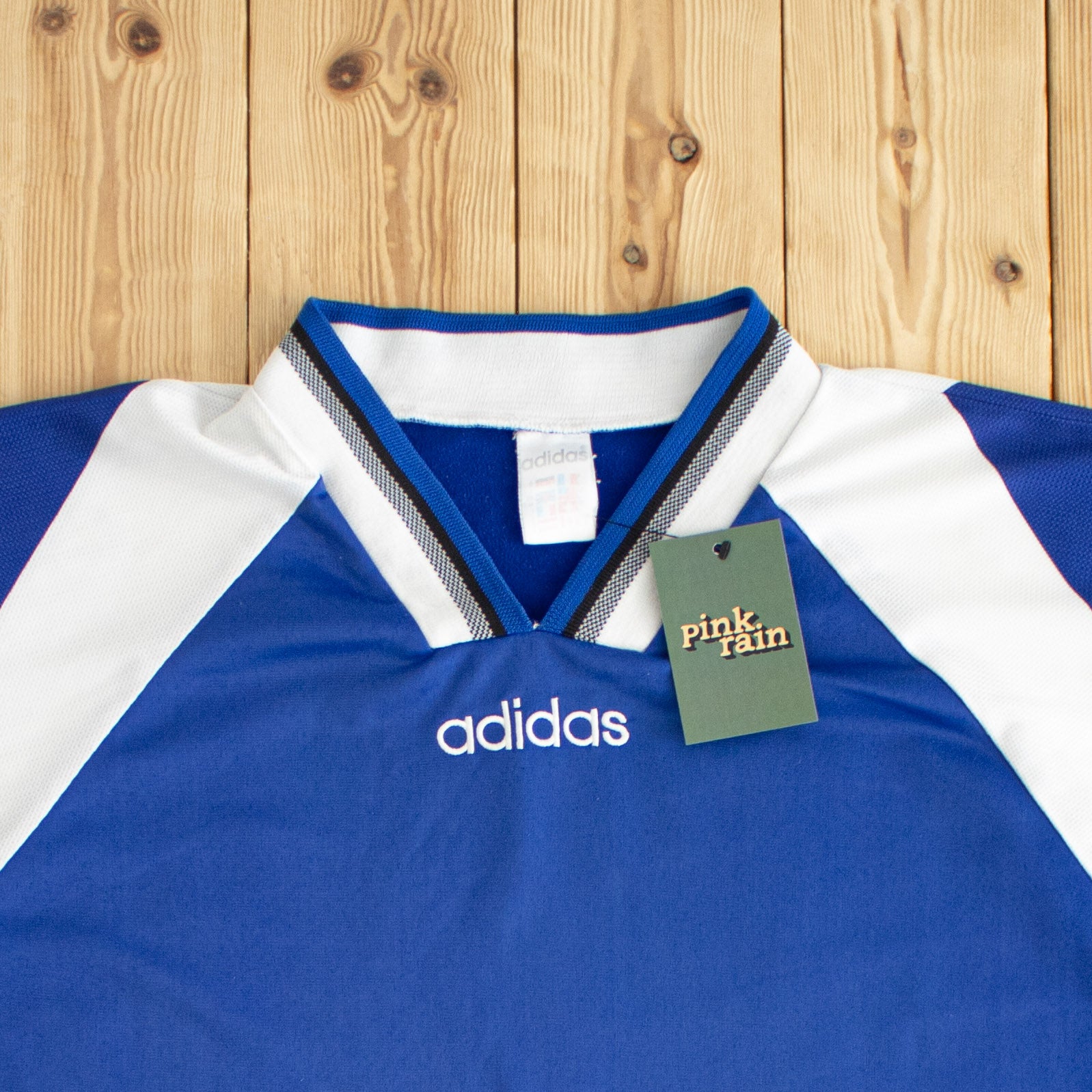 (L) Adidas Vintage Embroidered T-Shirt Blue
