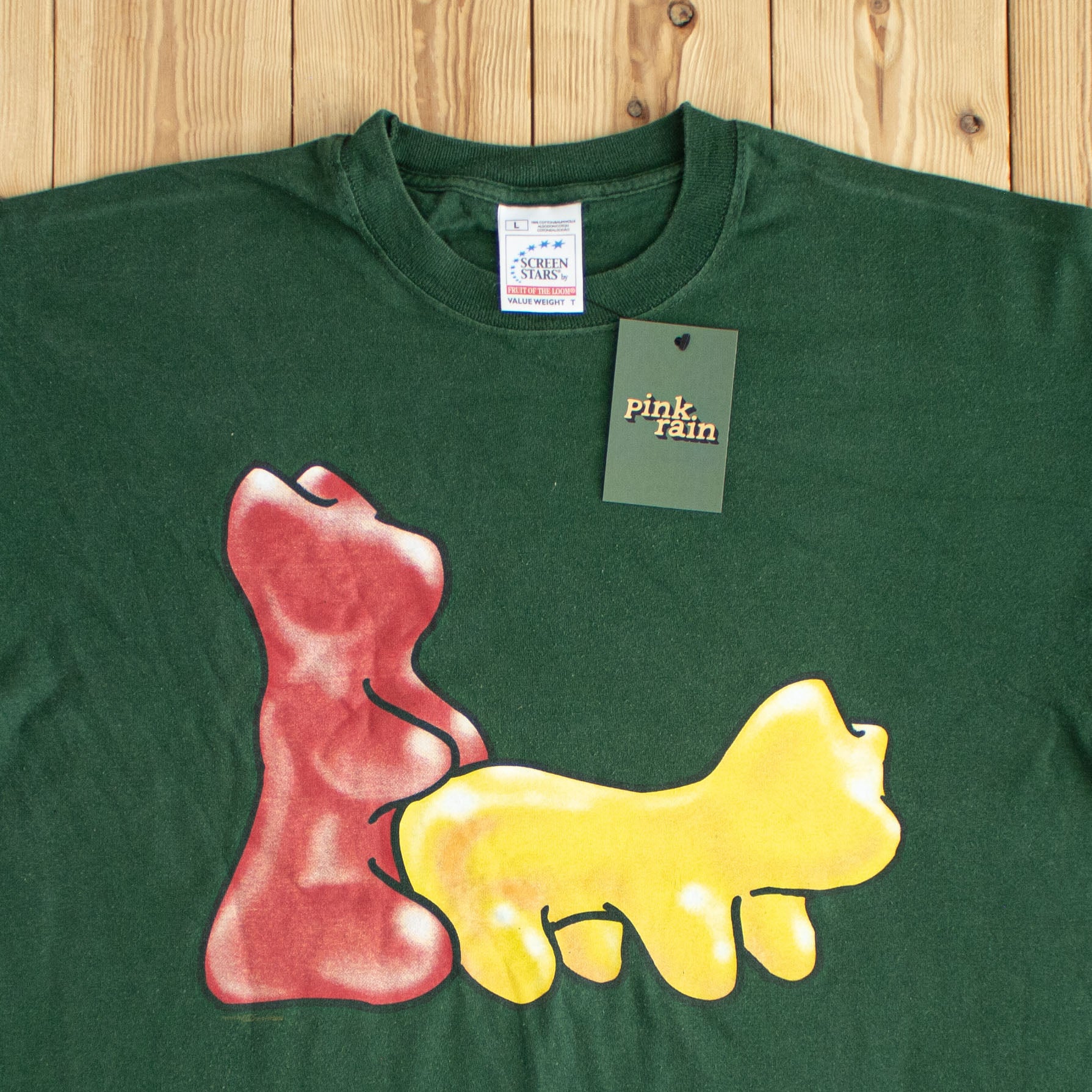 (M/L) 2000 Gummy Bears Vintage Screen Stars T-Shirt Green
