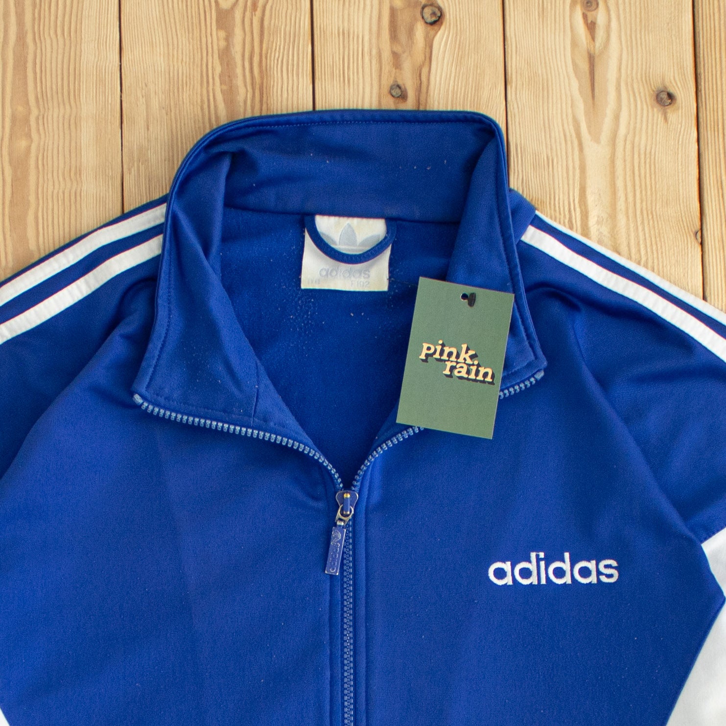 (XL) Adidas Vintage Embroidered Full-Zip Sweatshirt Blue