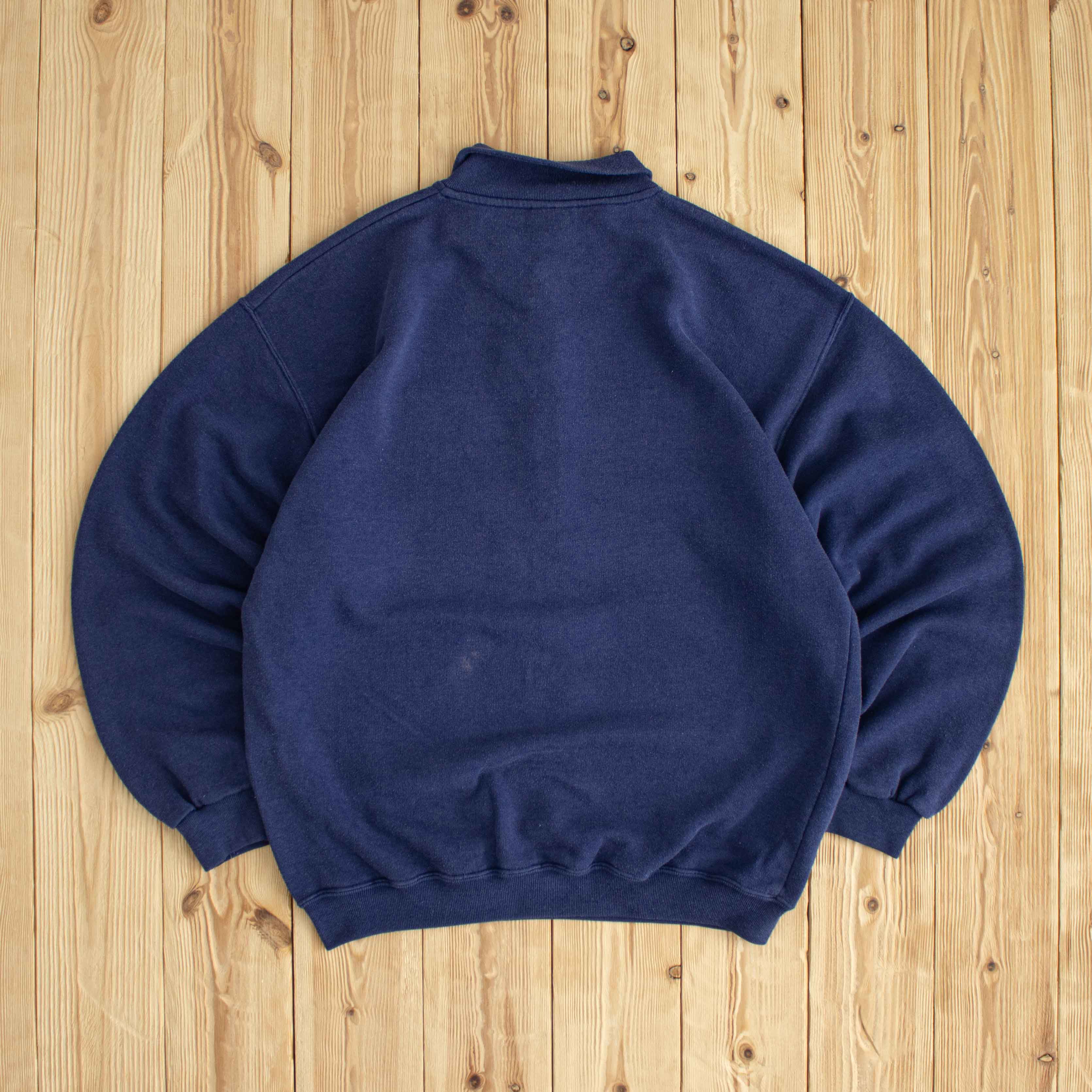 (M) Nike Authentic Sports Gear Vintage Embroidered Button Up Sweatshirt Blue