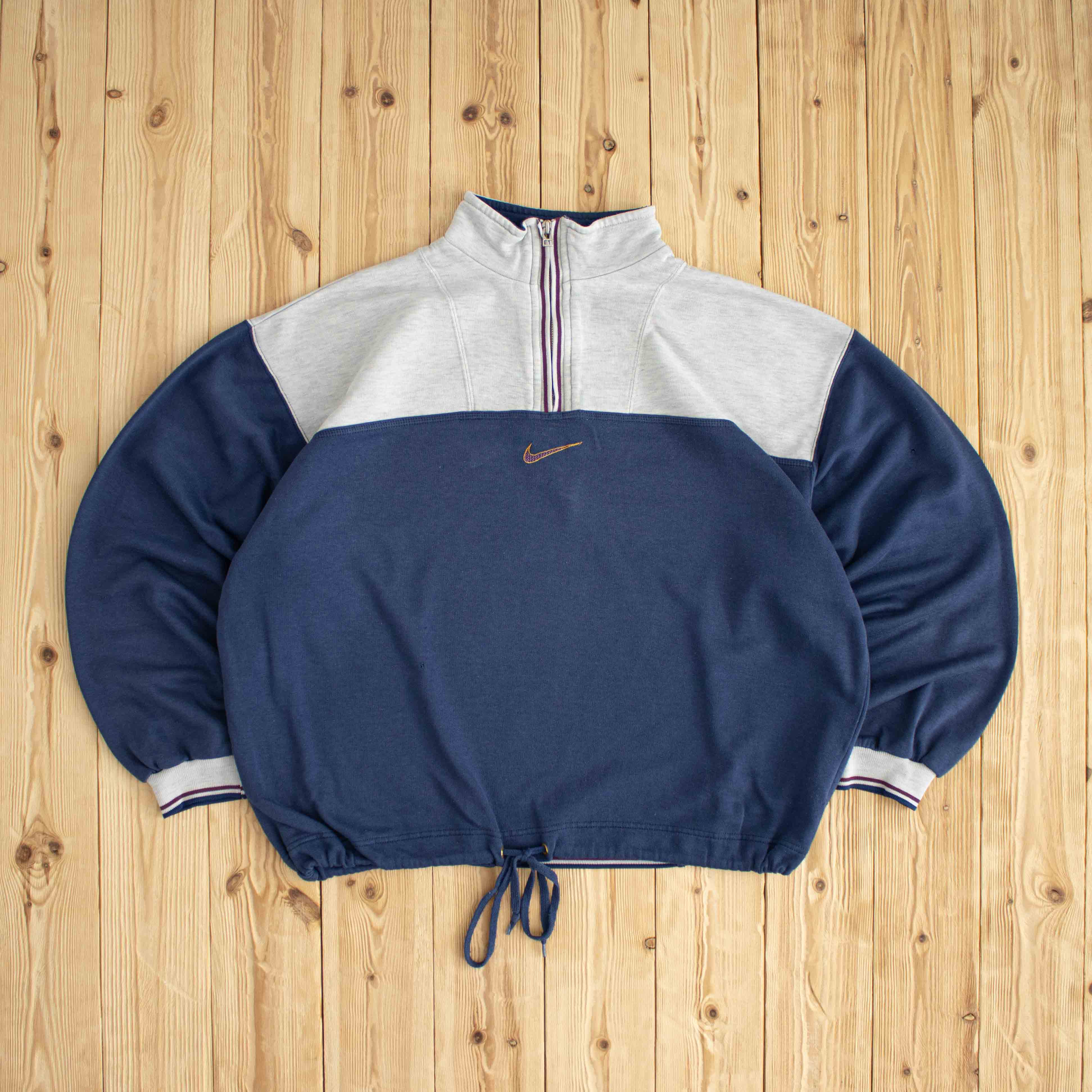 (L) Nike Oregon Vintage Embroidered Quarter-Zip Blue